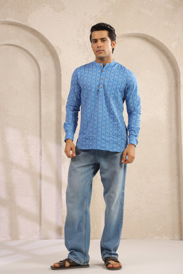 Blue Stripe Cotton Shirt Kurta