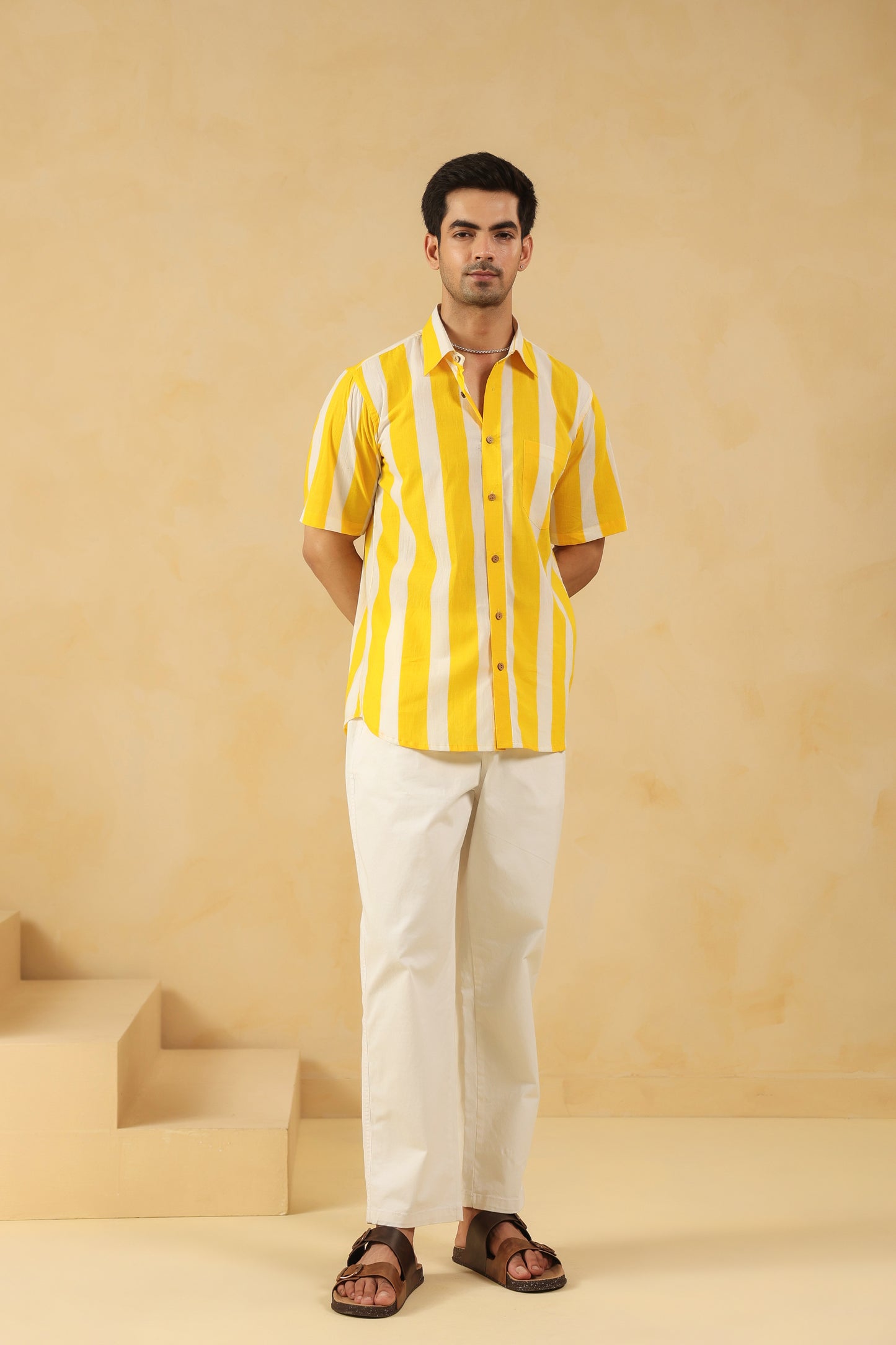 Yellow Stripe Half Sleeve Shirt