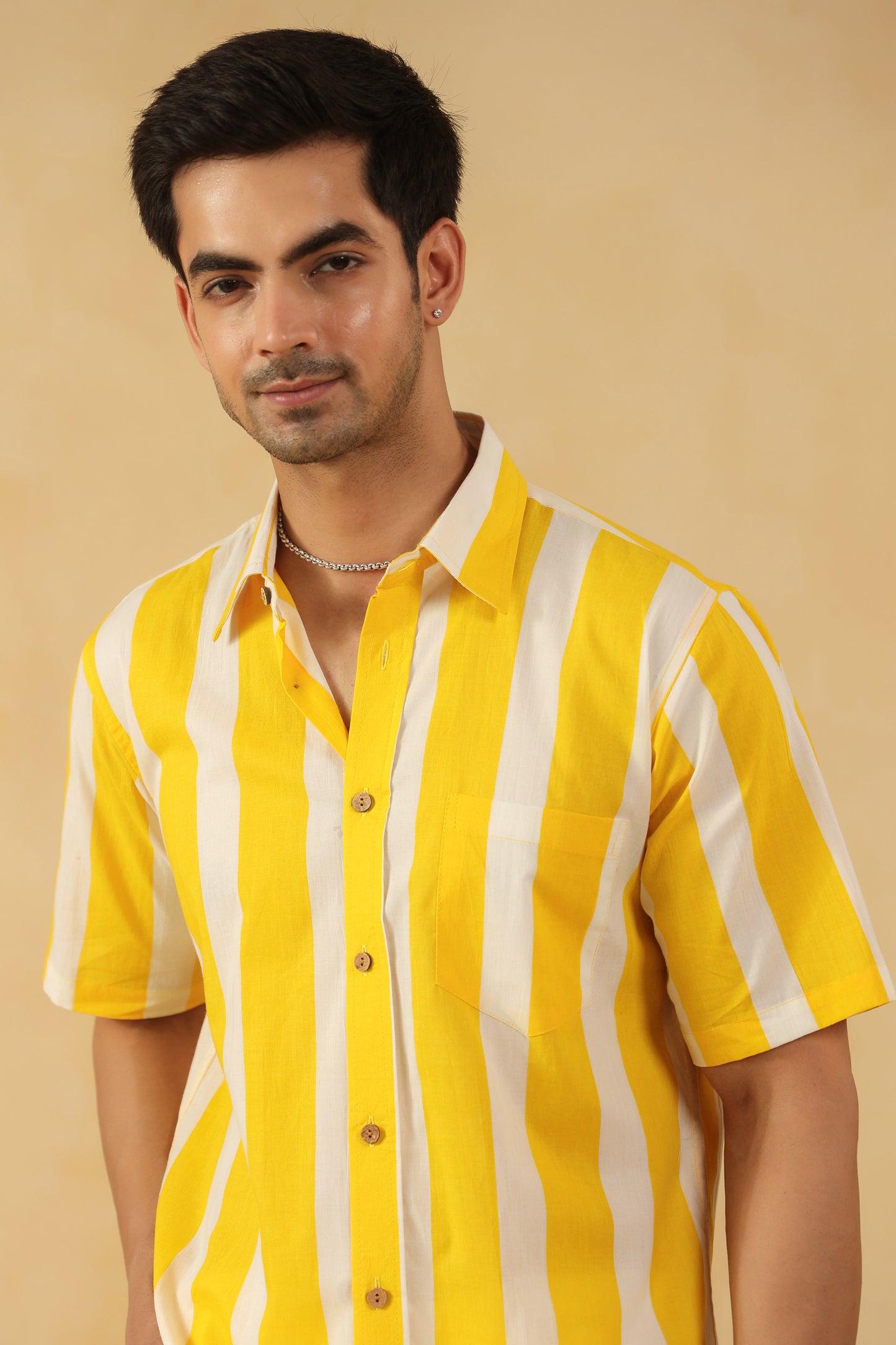 Yellow Stripe Half Sleeve Shirt