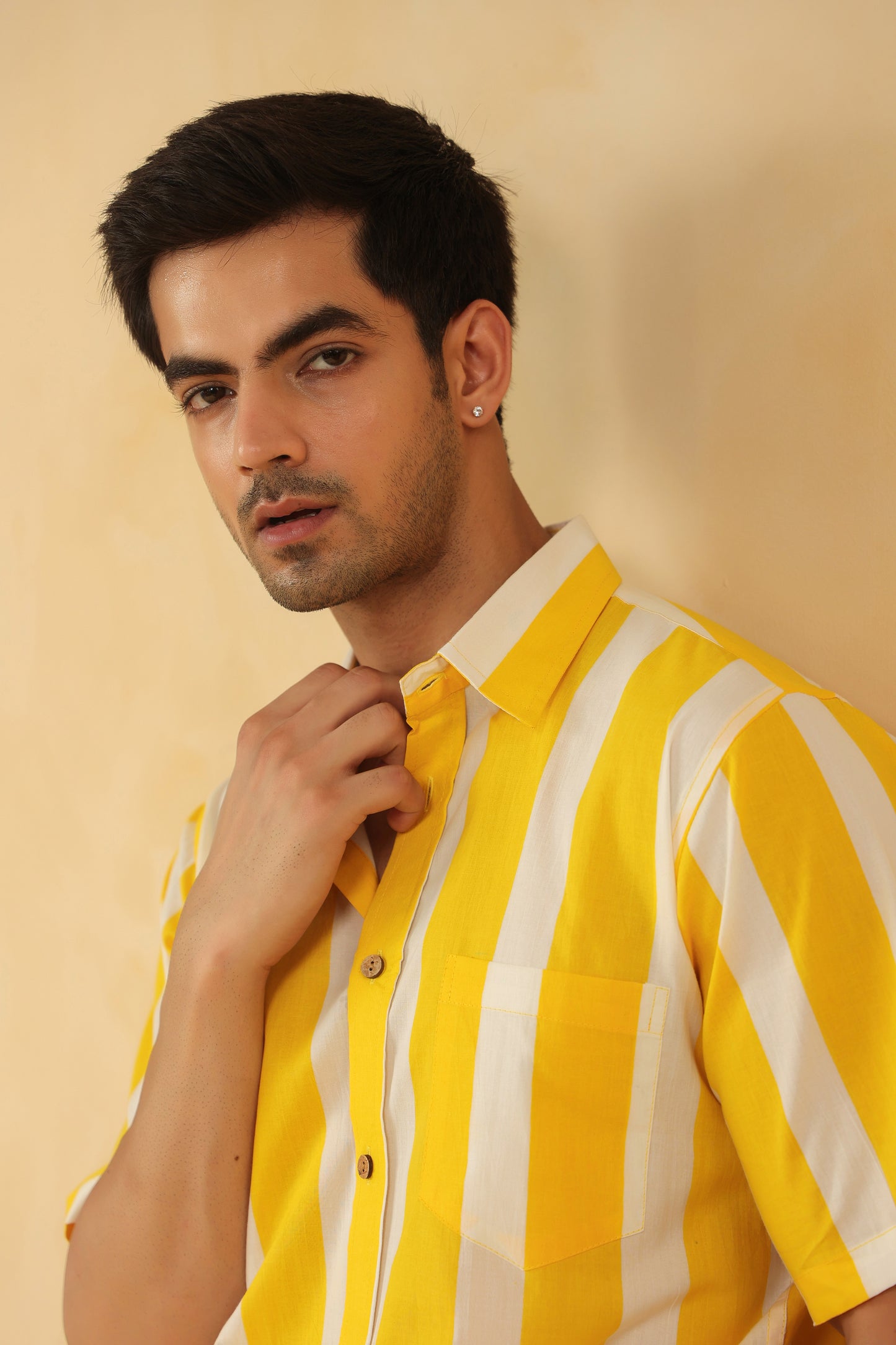 Yellow Stripe Half Sleeve Shirt
