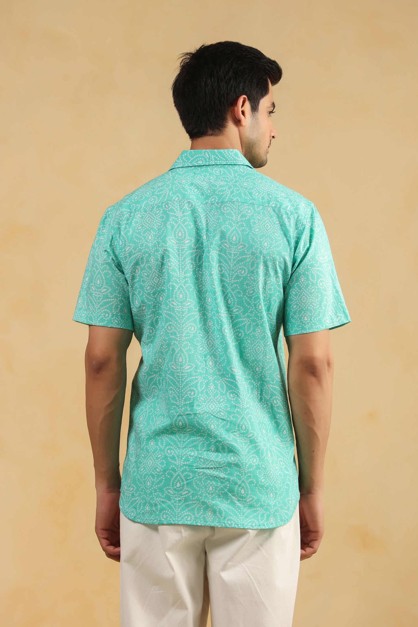 Blue Bandhej Cotton Half Sleeve Shirt