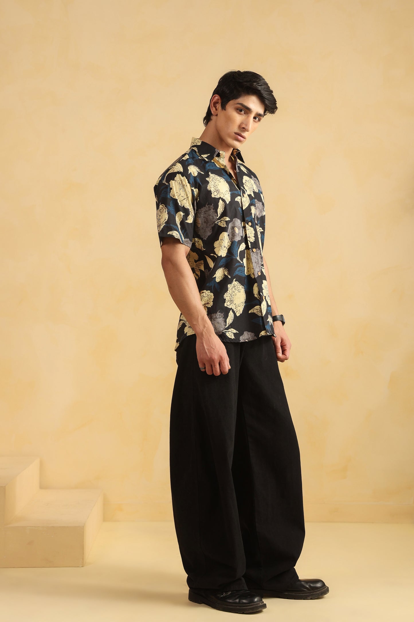 Black cotton Half sleeve shirt