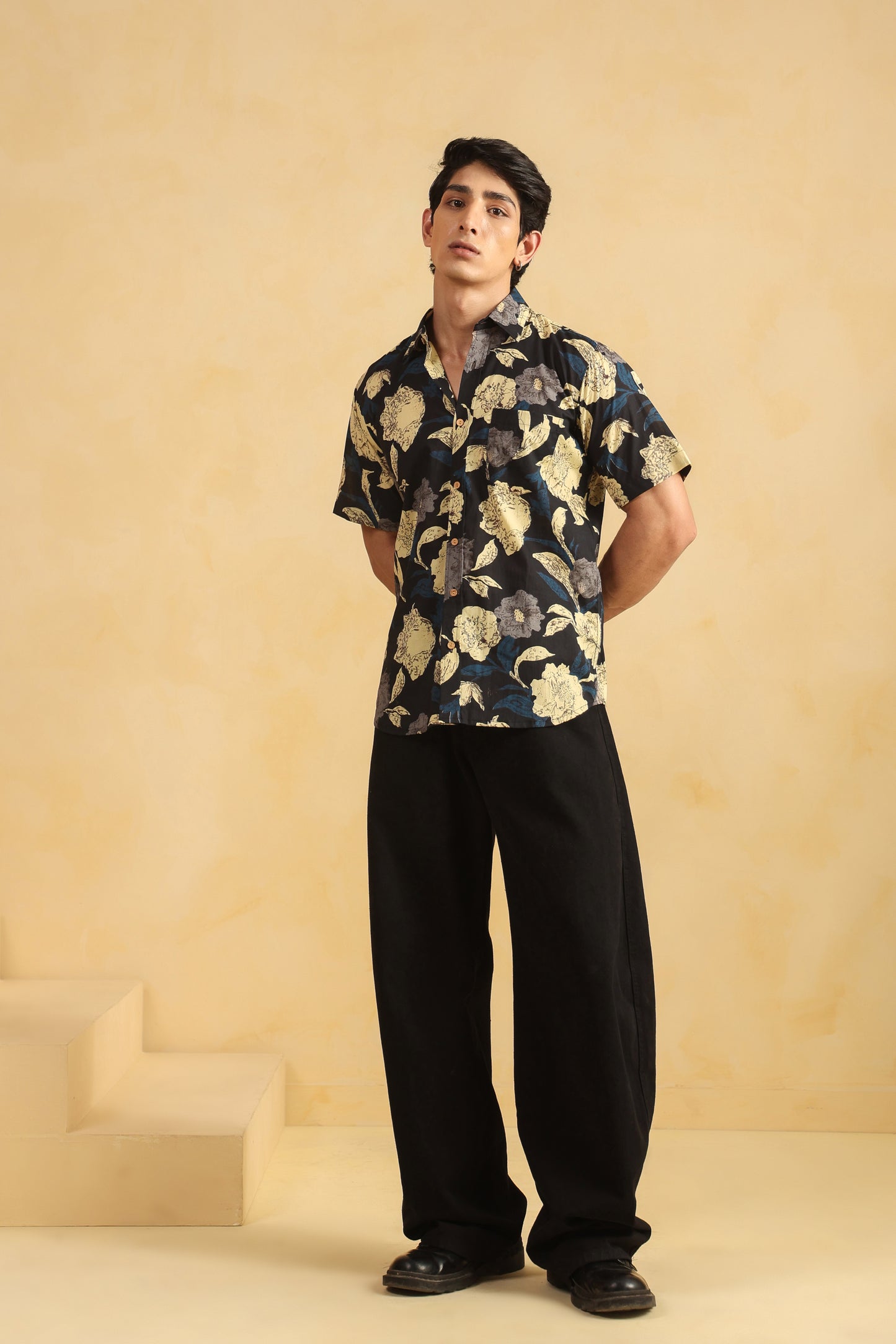 Black cotton Half sleeve shirt