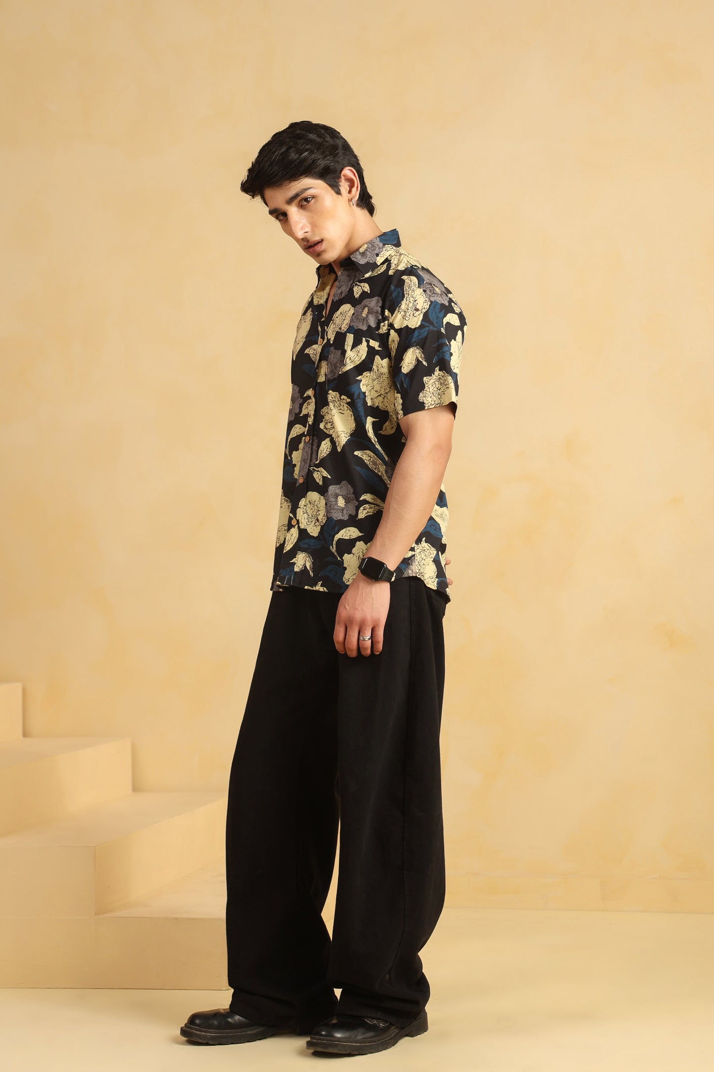 Black cotton Half sleeve shirt