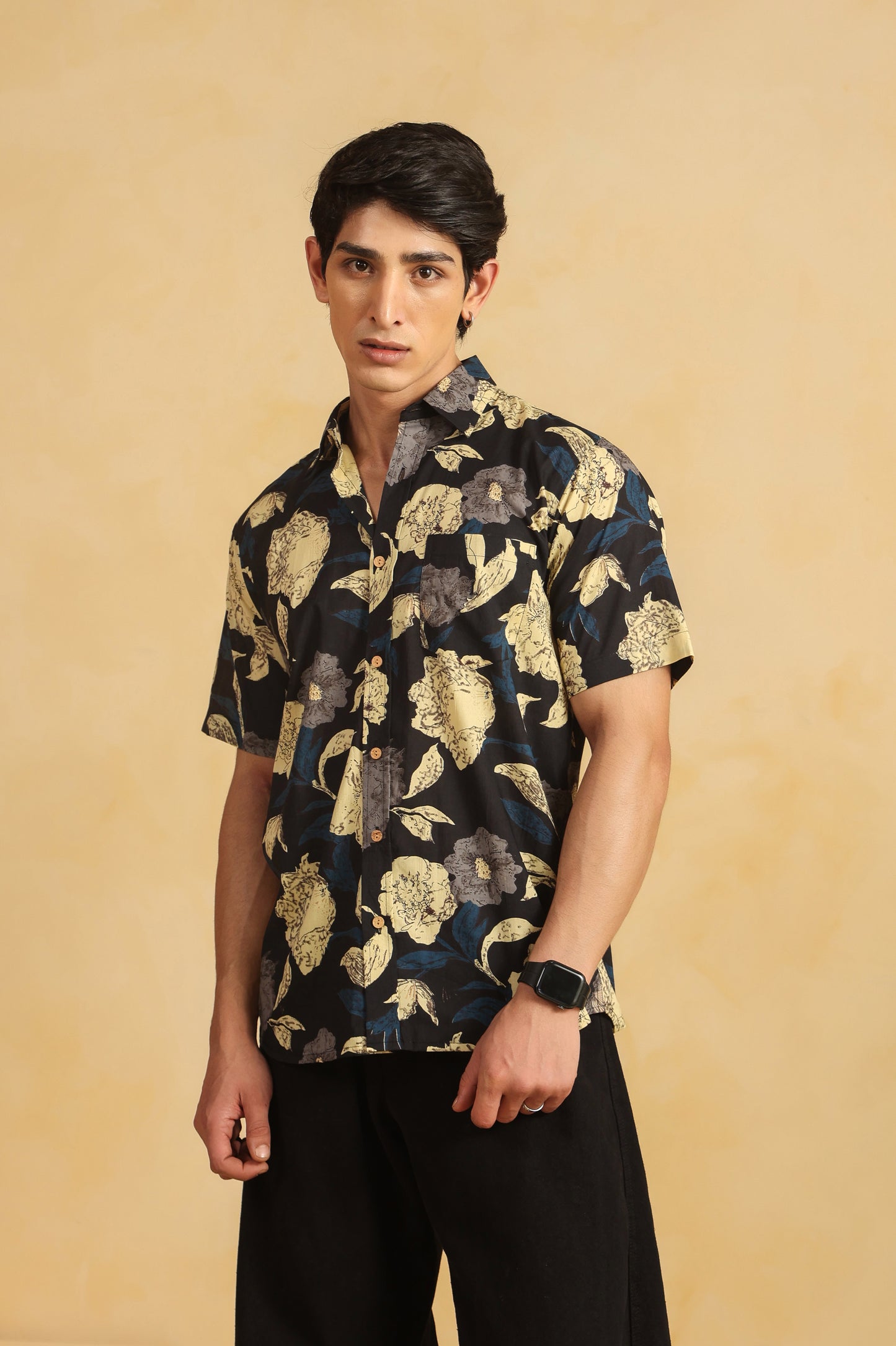 Black cotton Half sleeve shirt