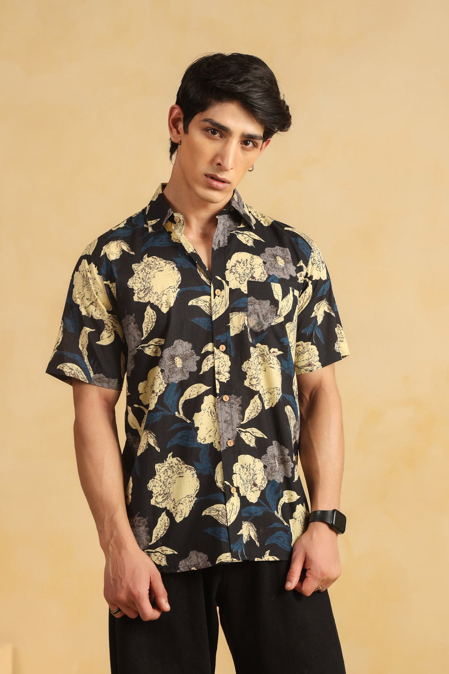 Black cotton Half sleeve shirt