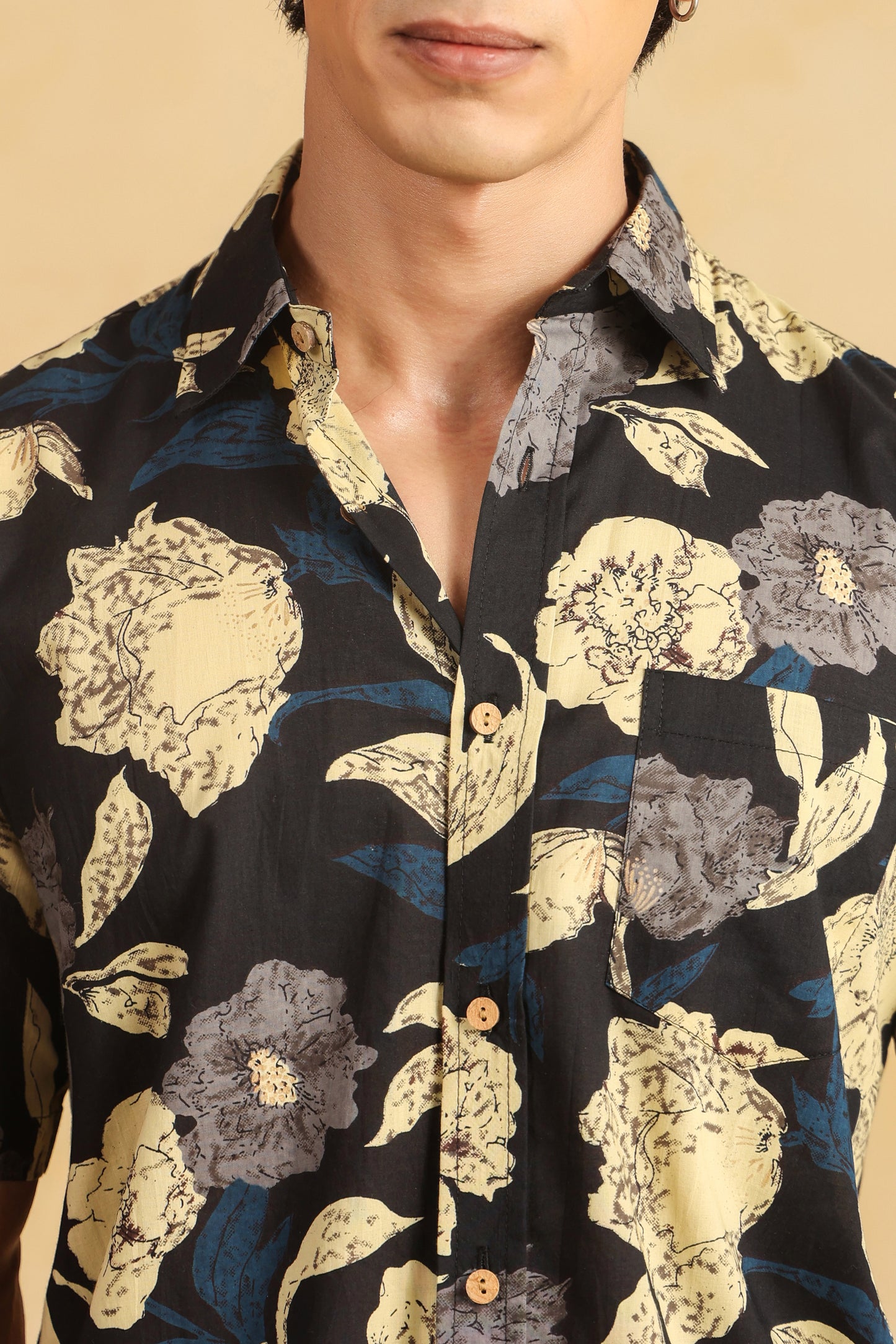 Black cotton Half sleeve shirt