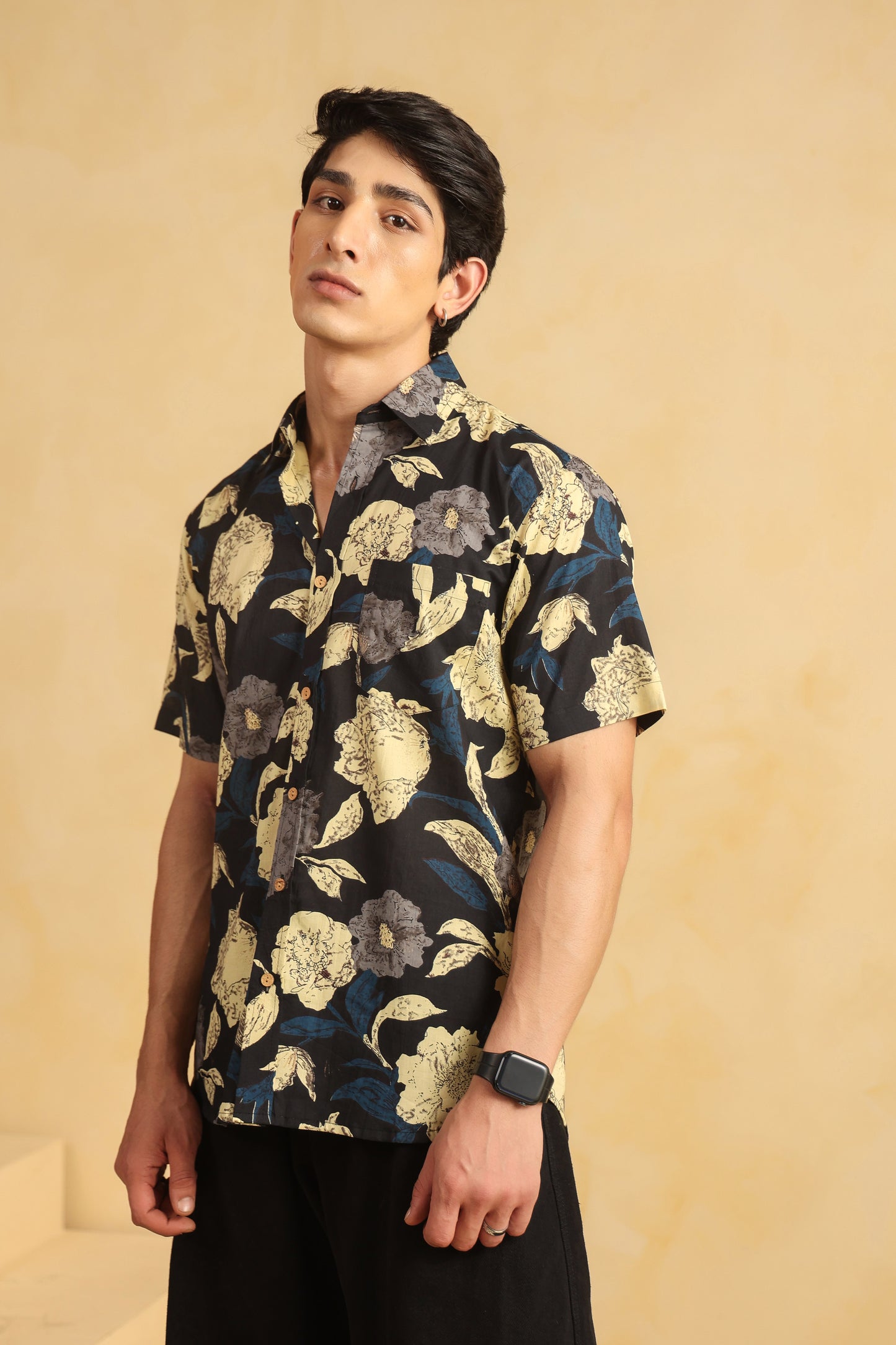 Black cotton Half sleeve shirt
