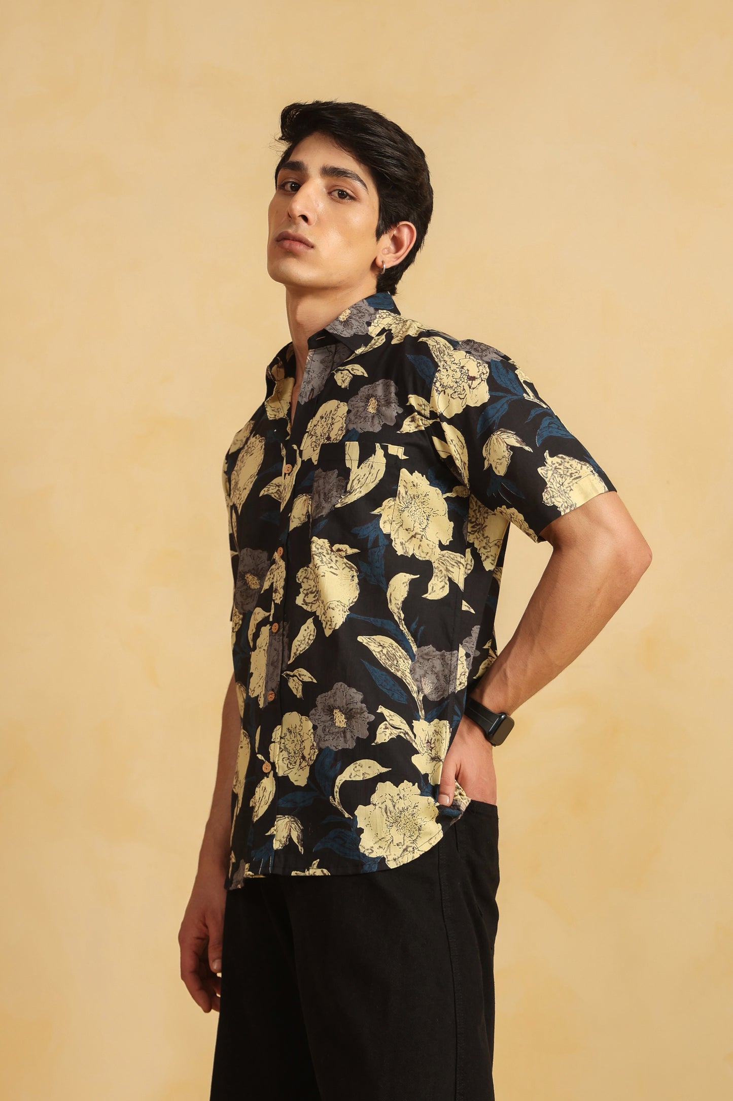 Black cotton Half sleeve shirt