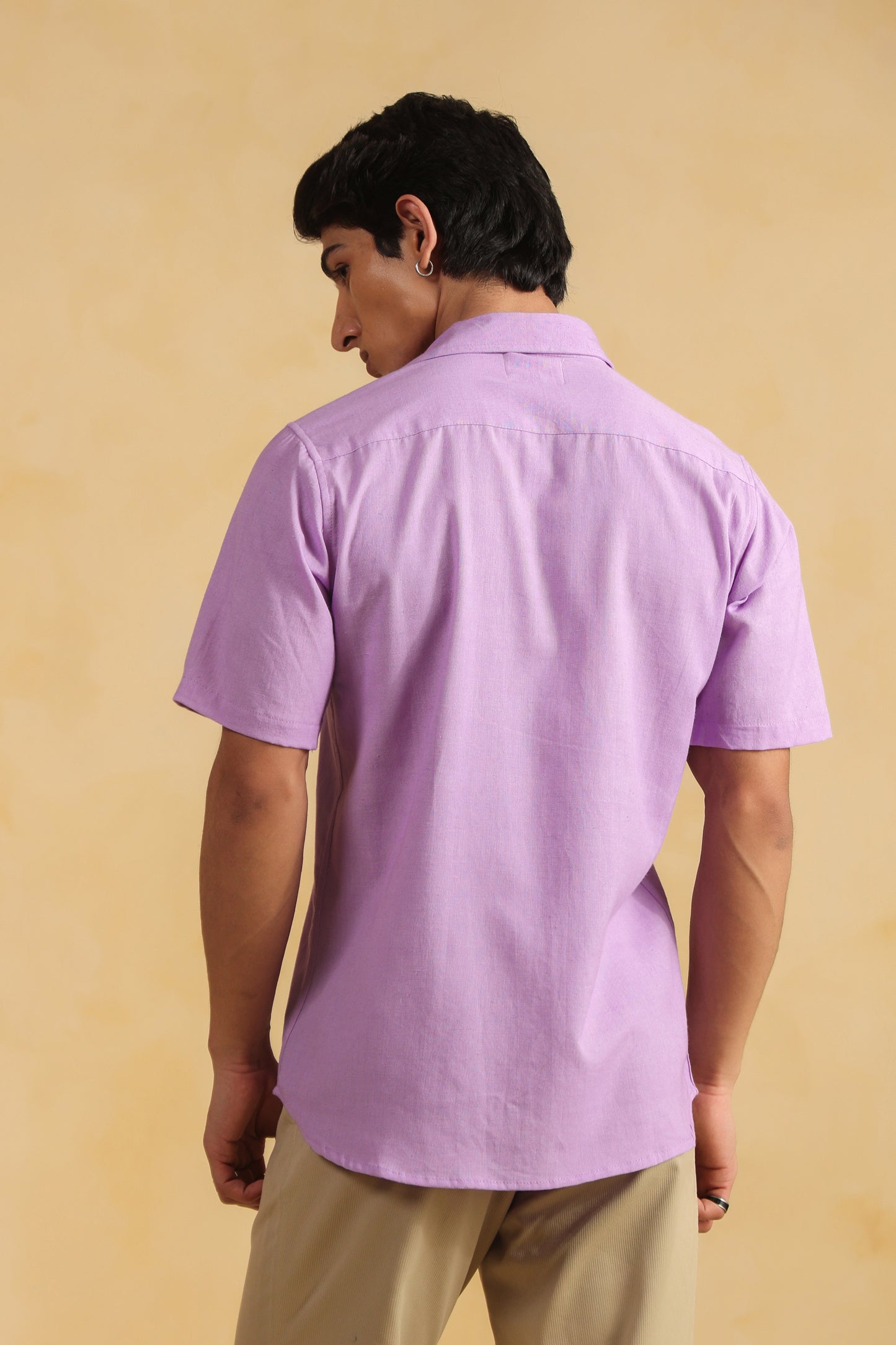 Purple Linen Blend Half sleeve shirt