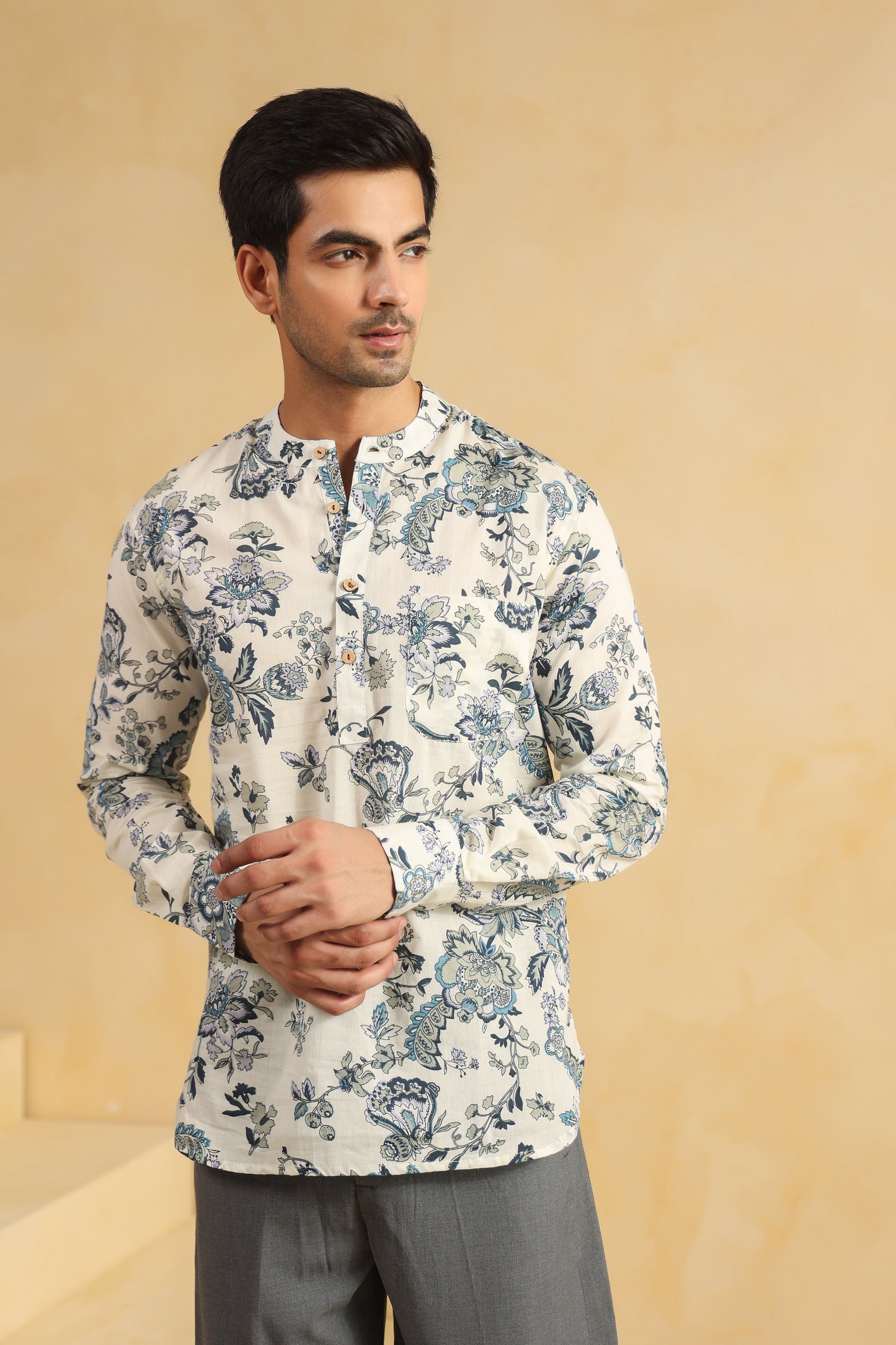 White regular fit shirt kurta