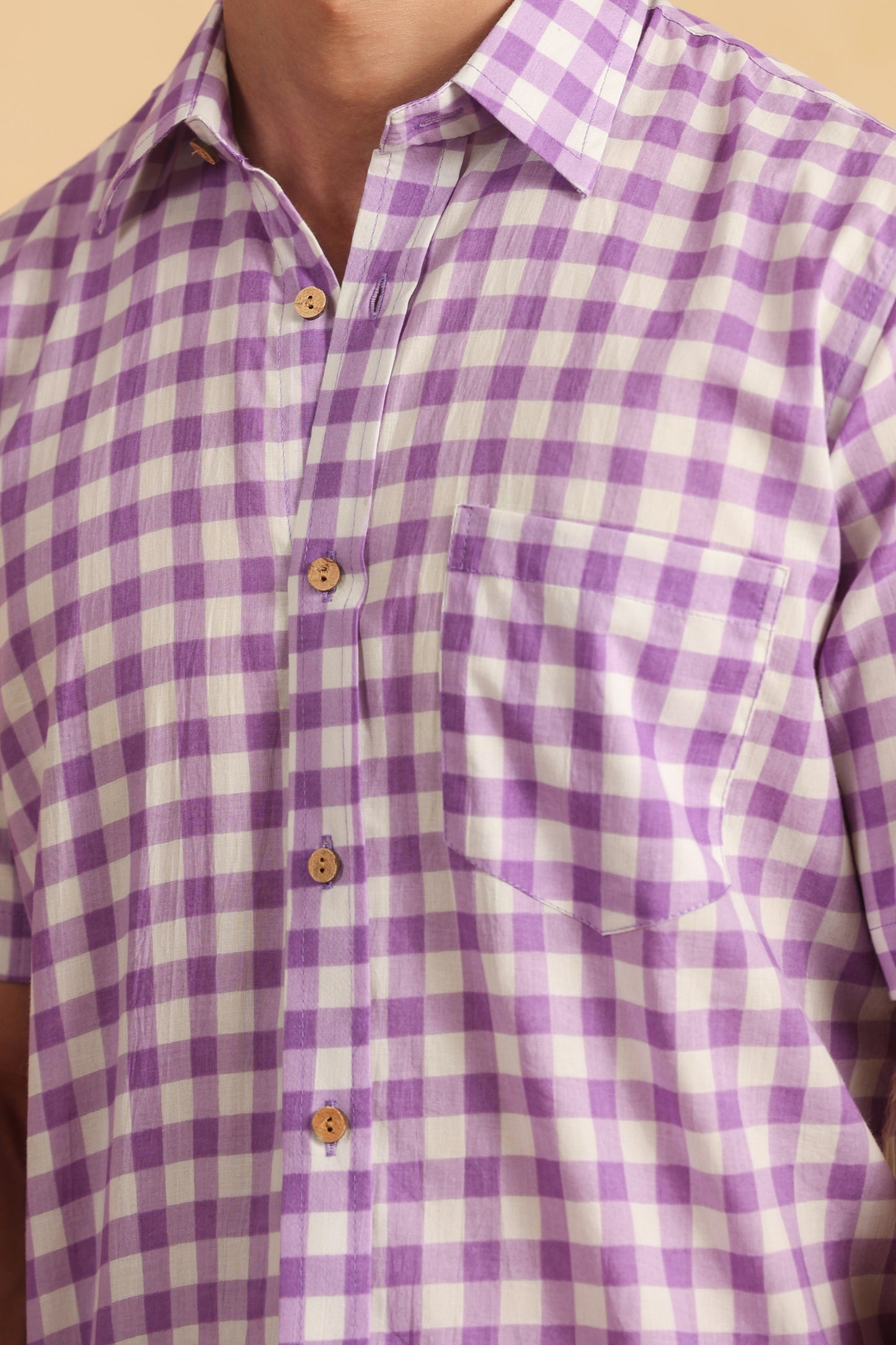 Purple checks half sleeve shirt