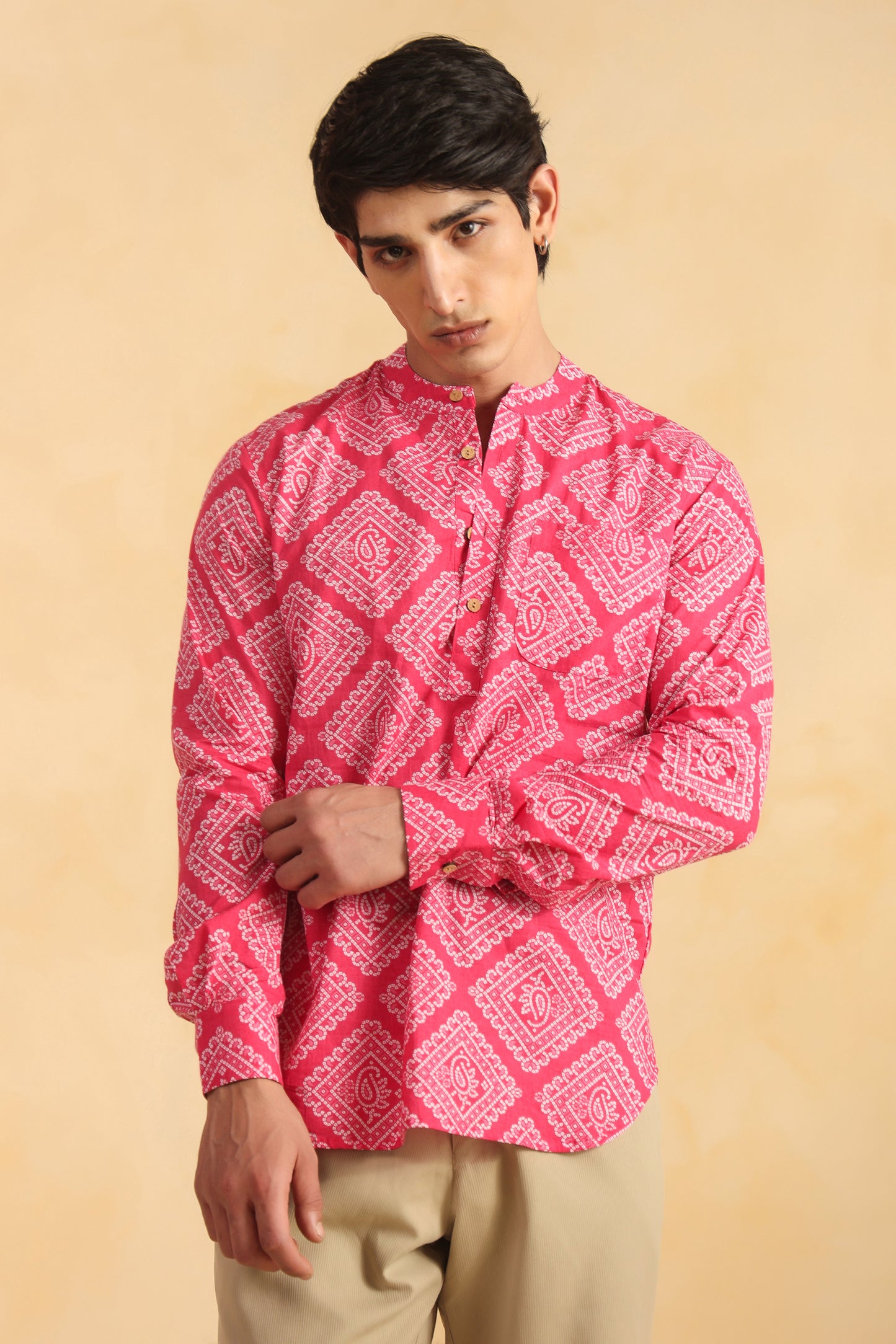 Pink Full Sleeve Shirt Kurta