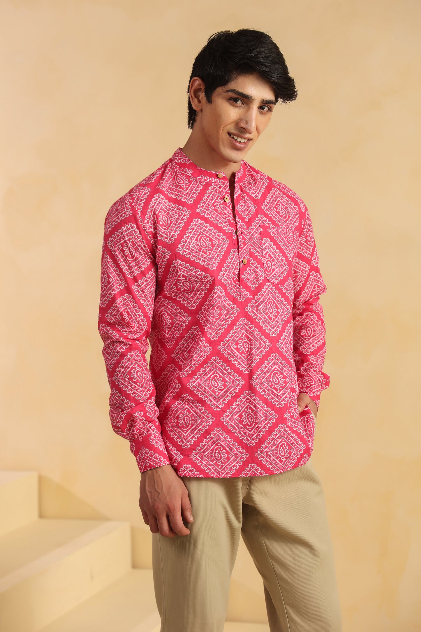 Pink Full Sleeve Shirt Kurta