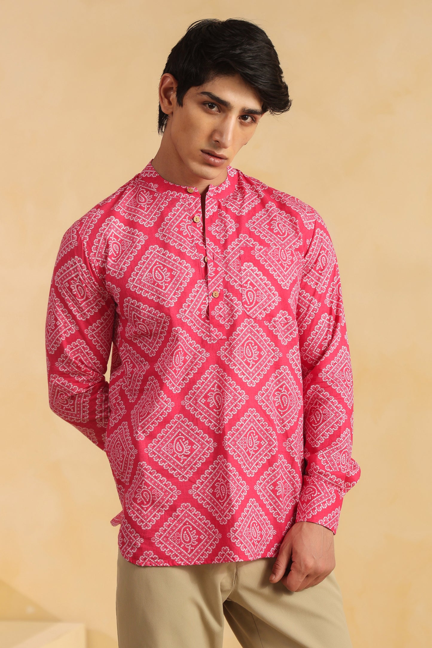 Pink Full Sleeve Shirt Kurta