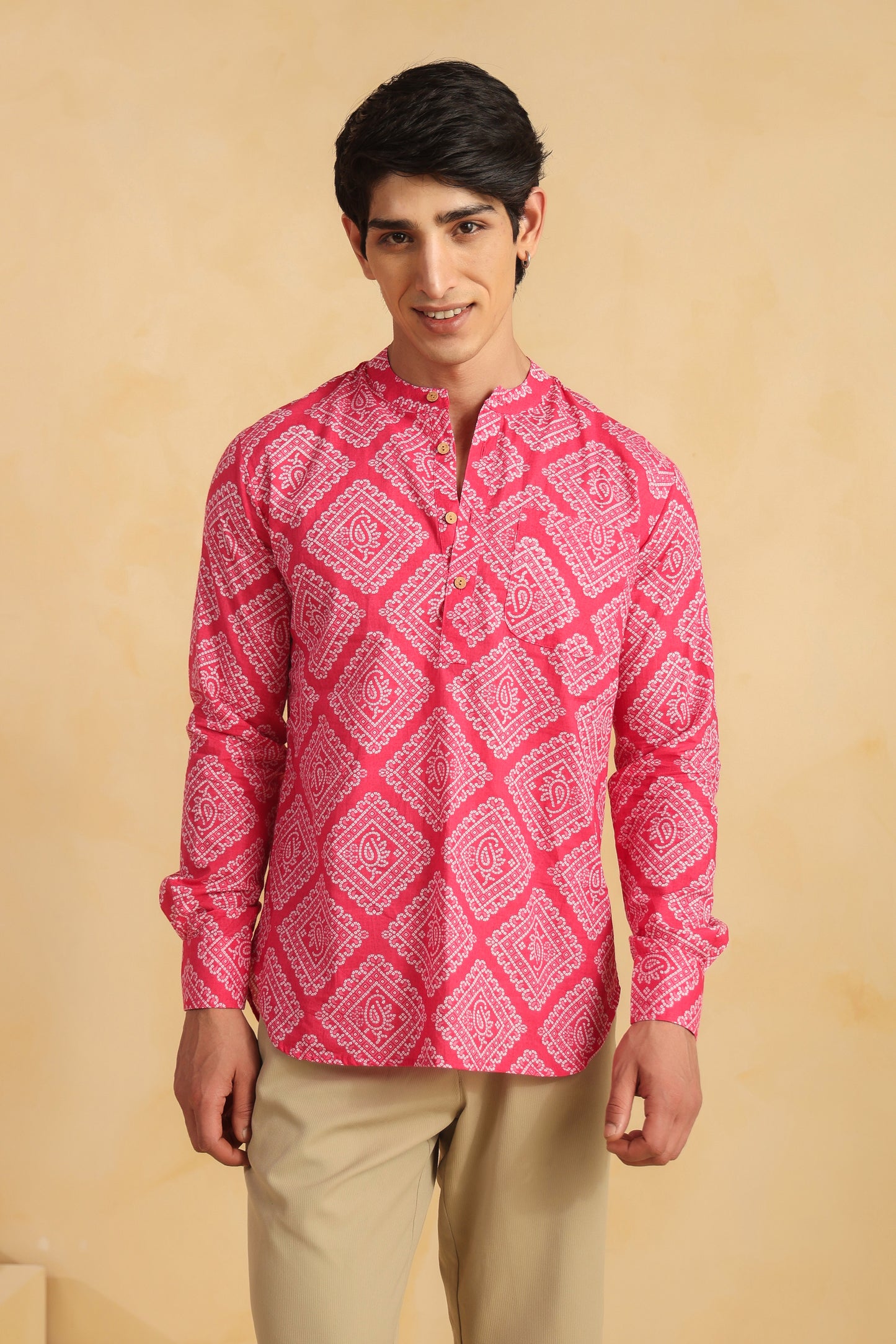 Pink Full Sleeve Shirt Kurta
