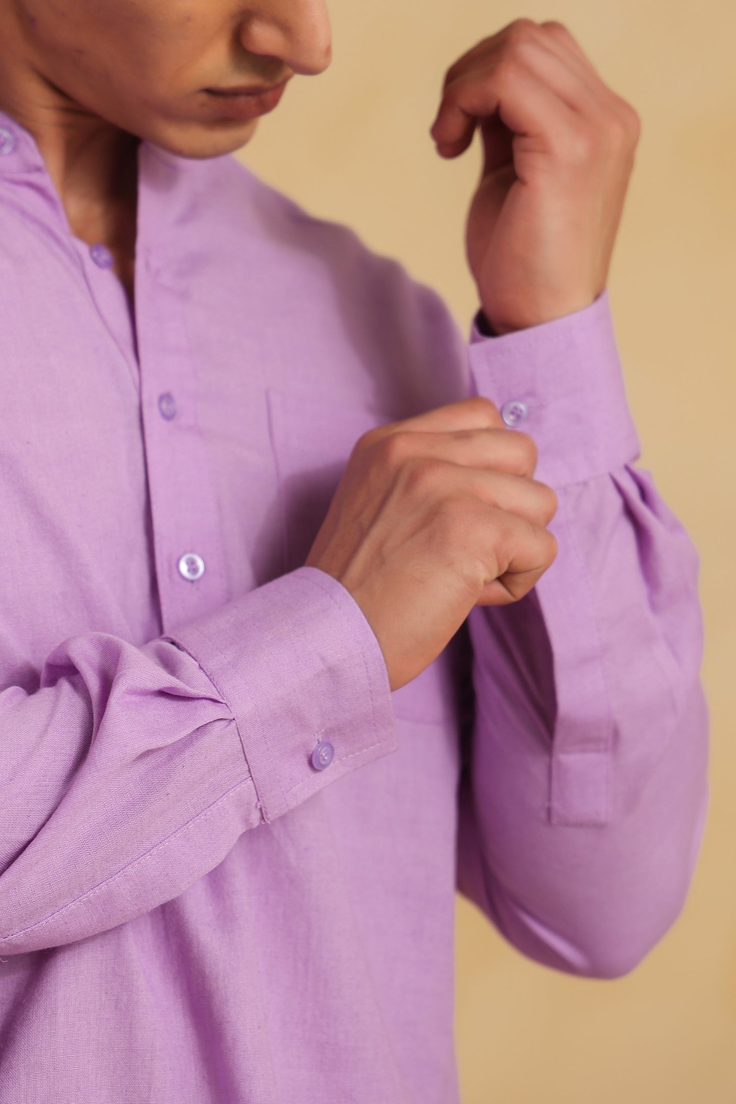 Purple Linen blend shirt kurta