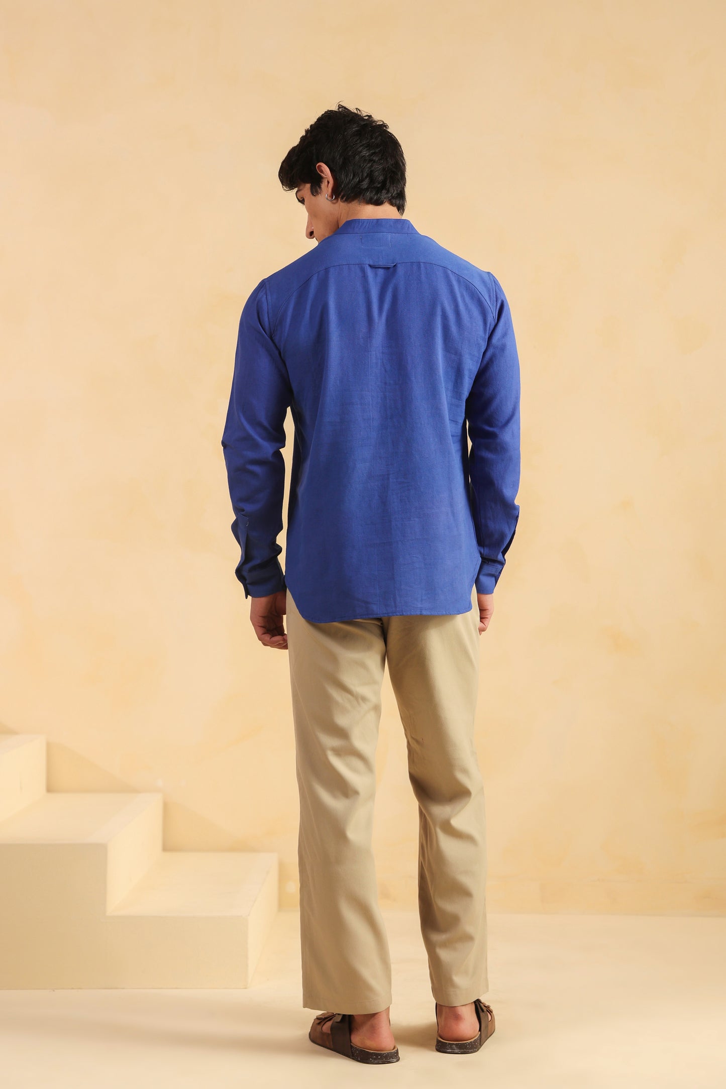 Blue Linen Blend Shirt Kurta