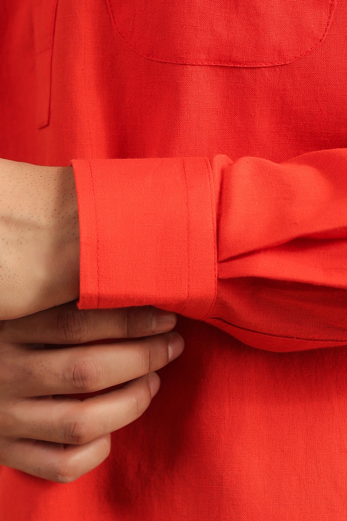 Red Linen blend Shirt Kurta