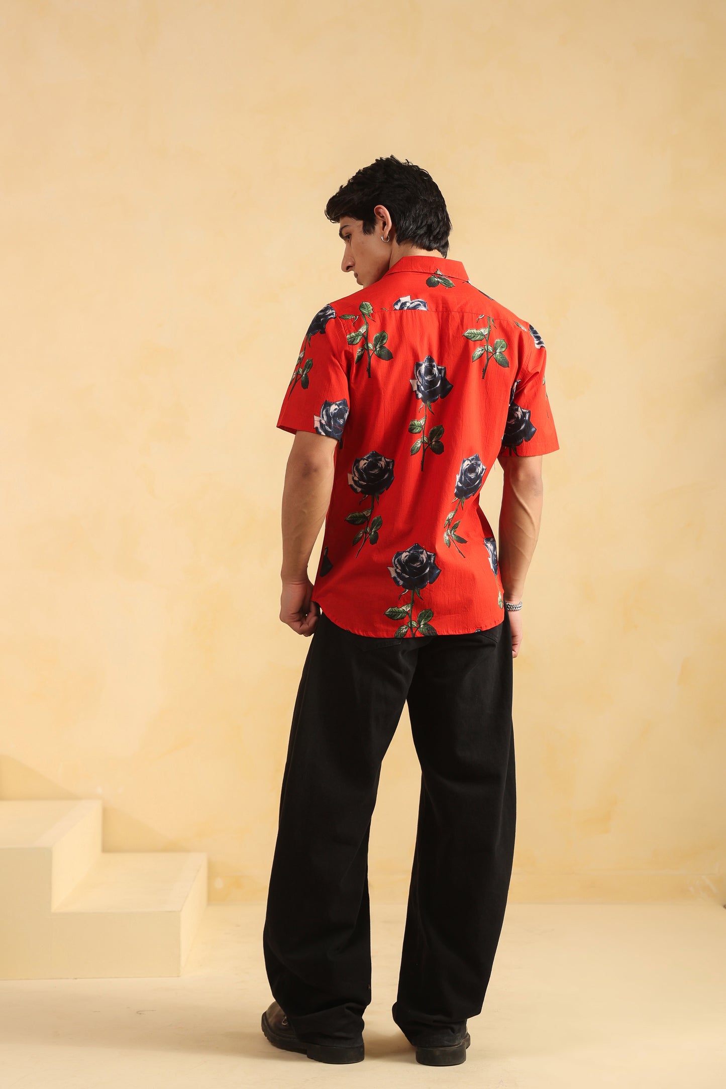 Red Cotton Half Sleeve Shirt