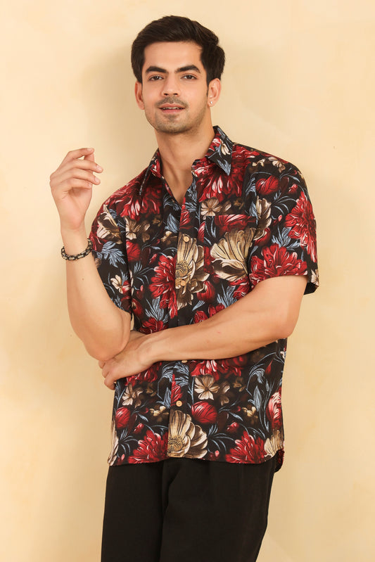 Black regular fit cotton shirt