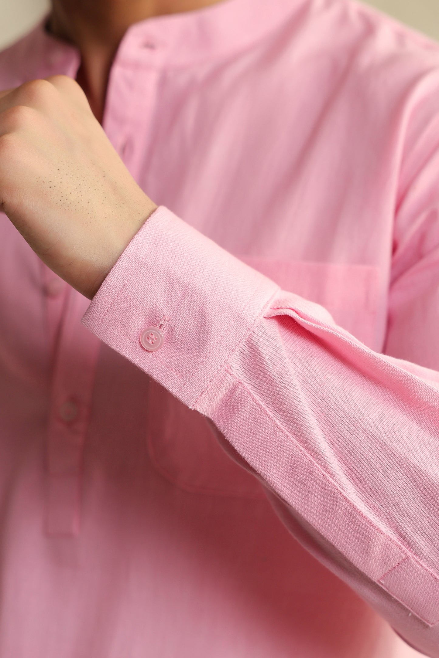 Pink Linen Blend Shirt Kurta