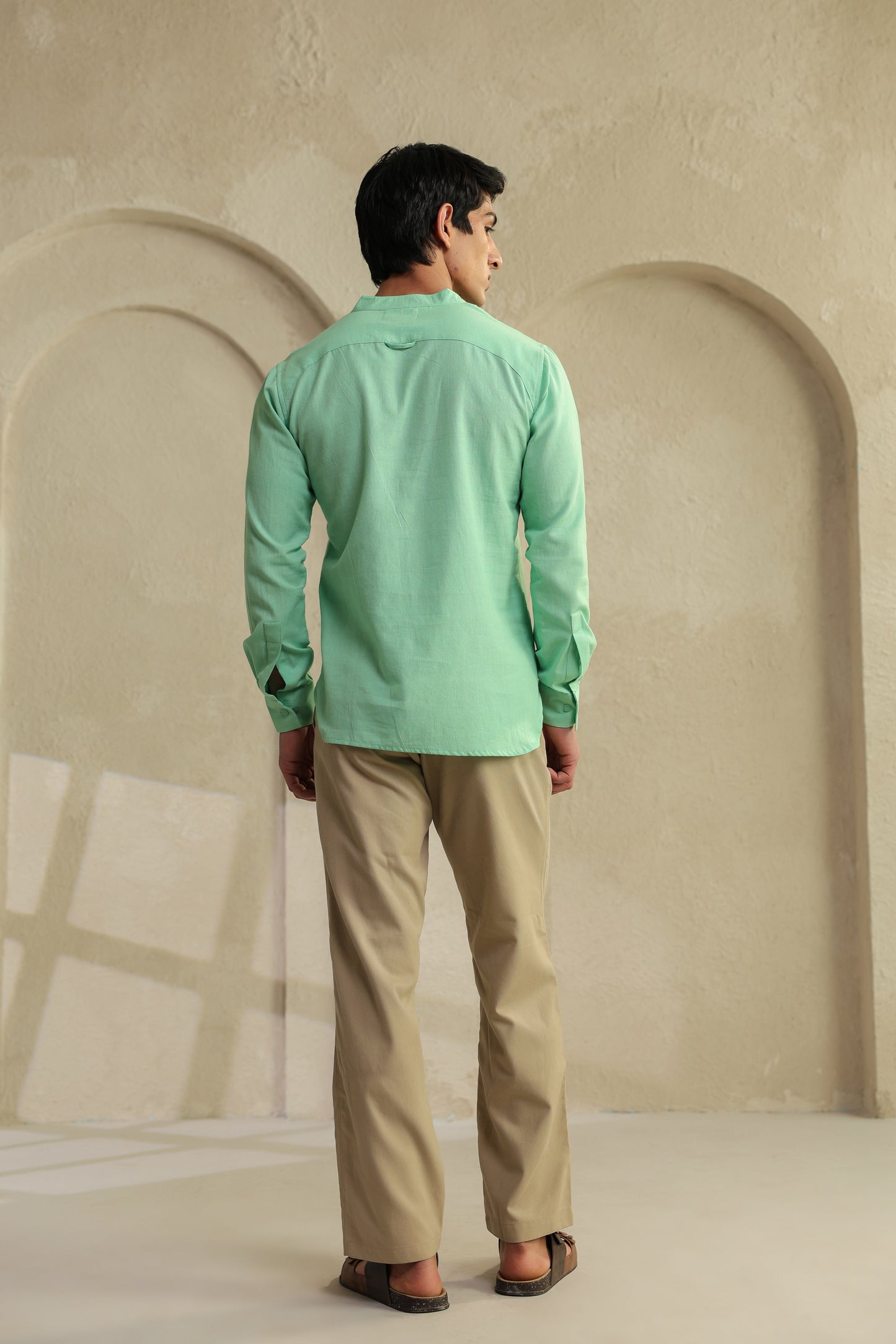 Sea green Linen Blend Shirt Kurta