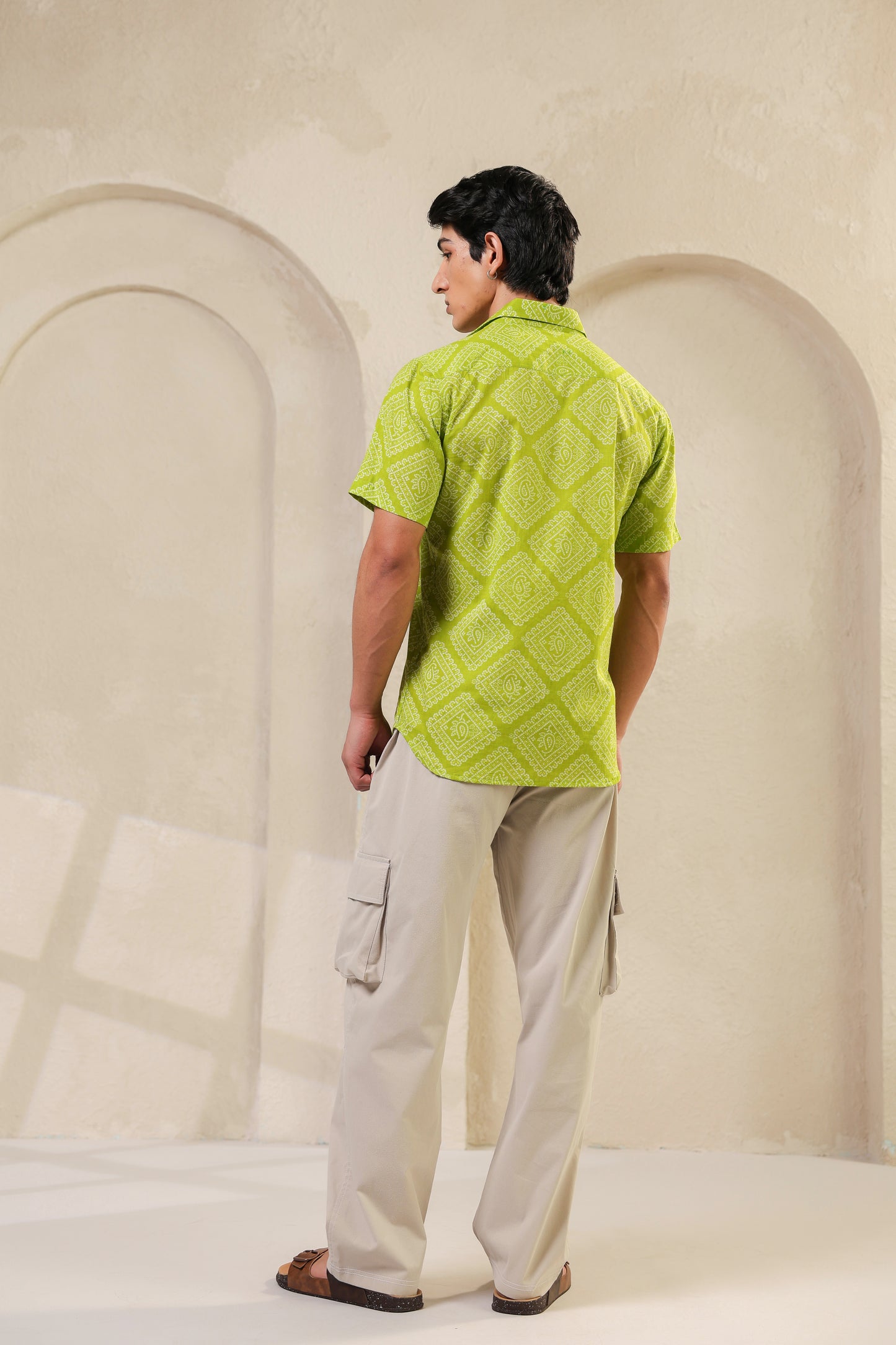 Lime regular fit cotton shirt