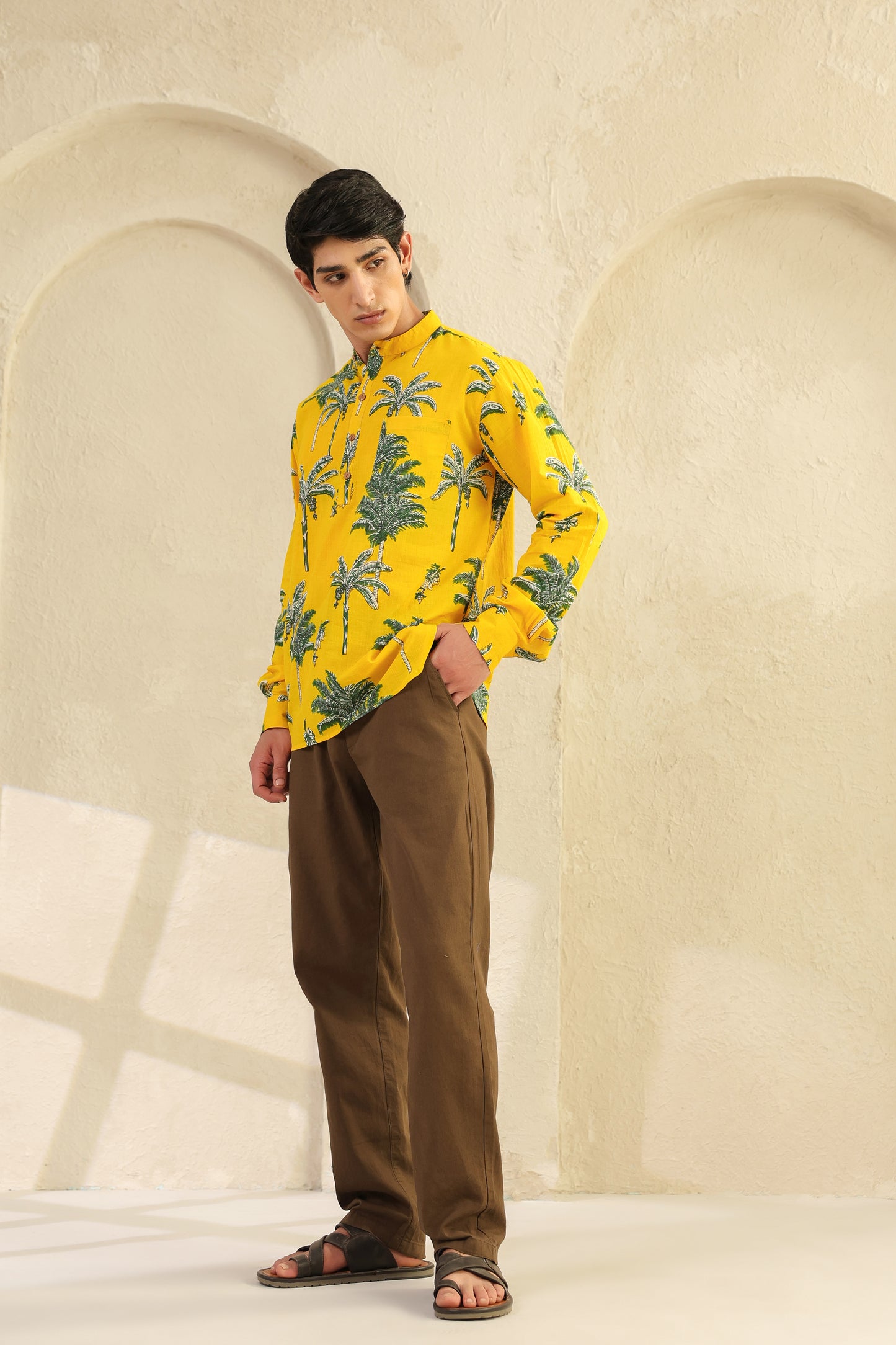 Lemon yellow Full sleeve shirt kurta