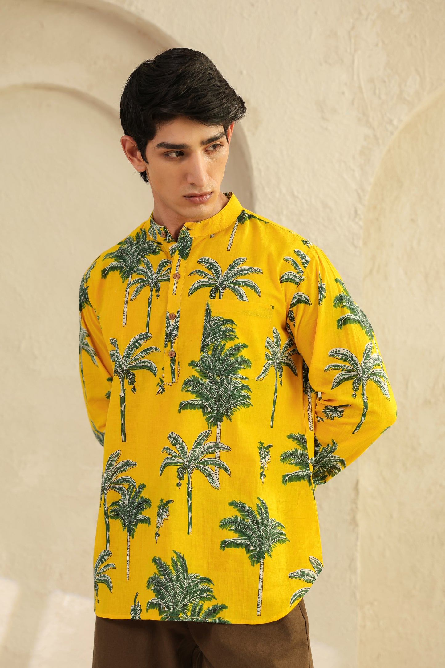 Lemon yellow Full sleeve shirt kurta