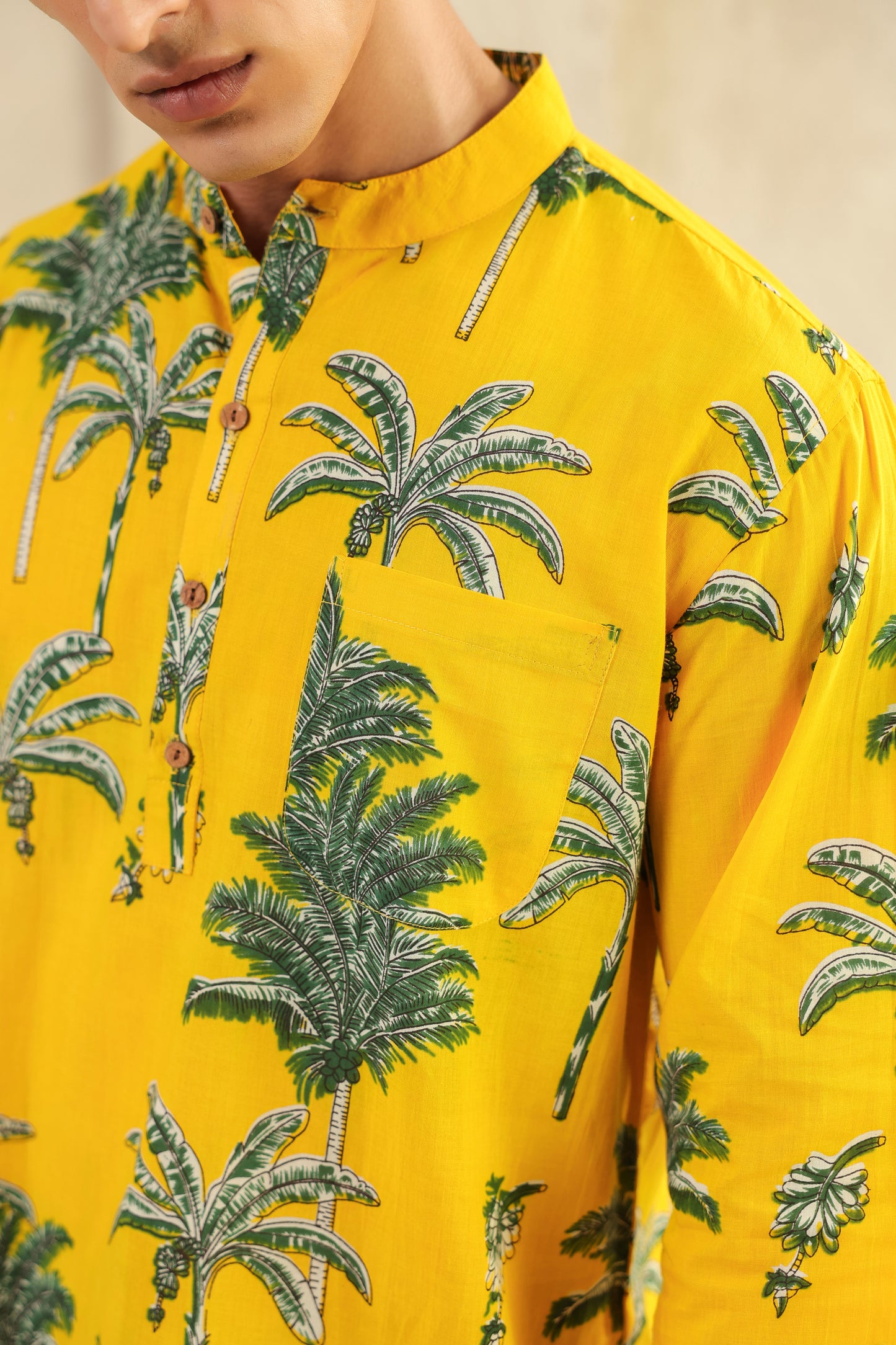 Lemon yellow Full sleeve shirt kurta