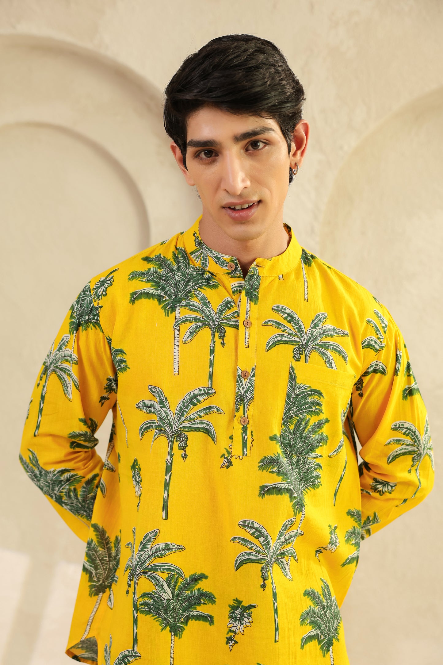 Lemon yellow Full sleeve shirt kurta