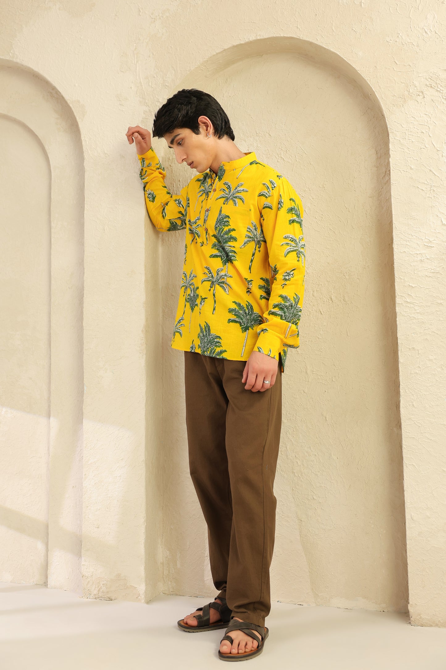 Lemon yellow Full sleeve shirt kurta