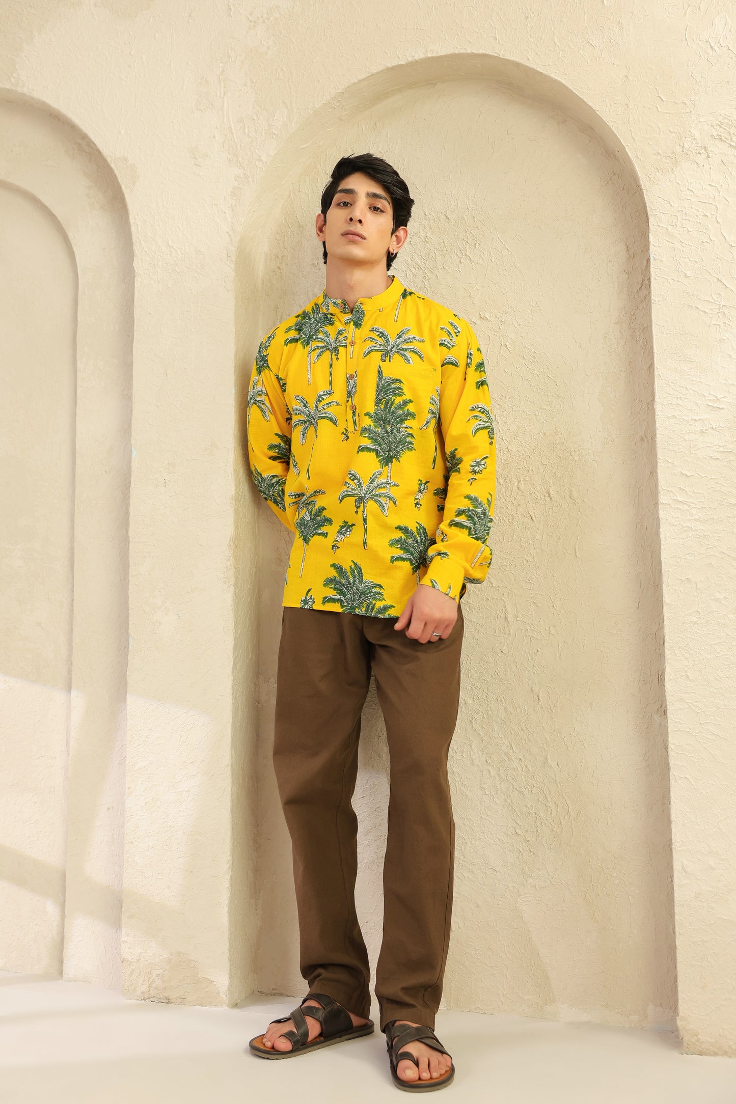 Lemon yellow Full sleeve shirt kurta
