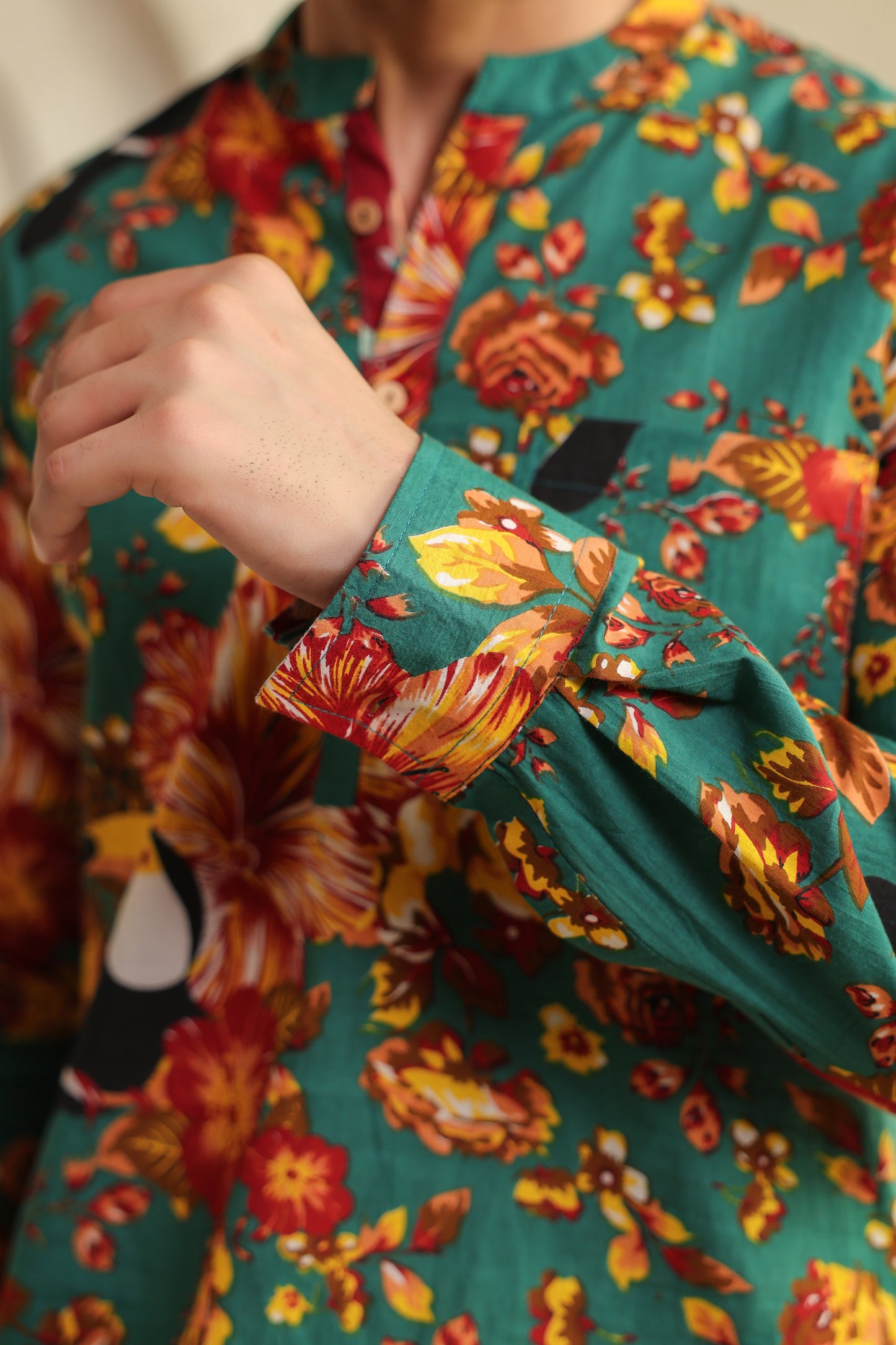 Teal floral Regular Shirt kurta