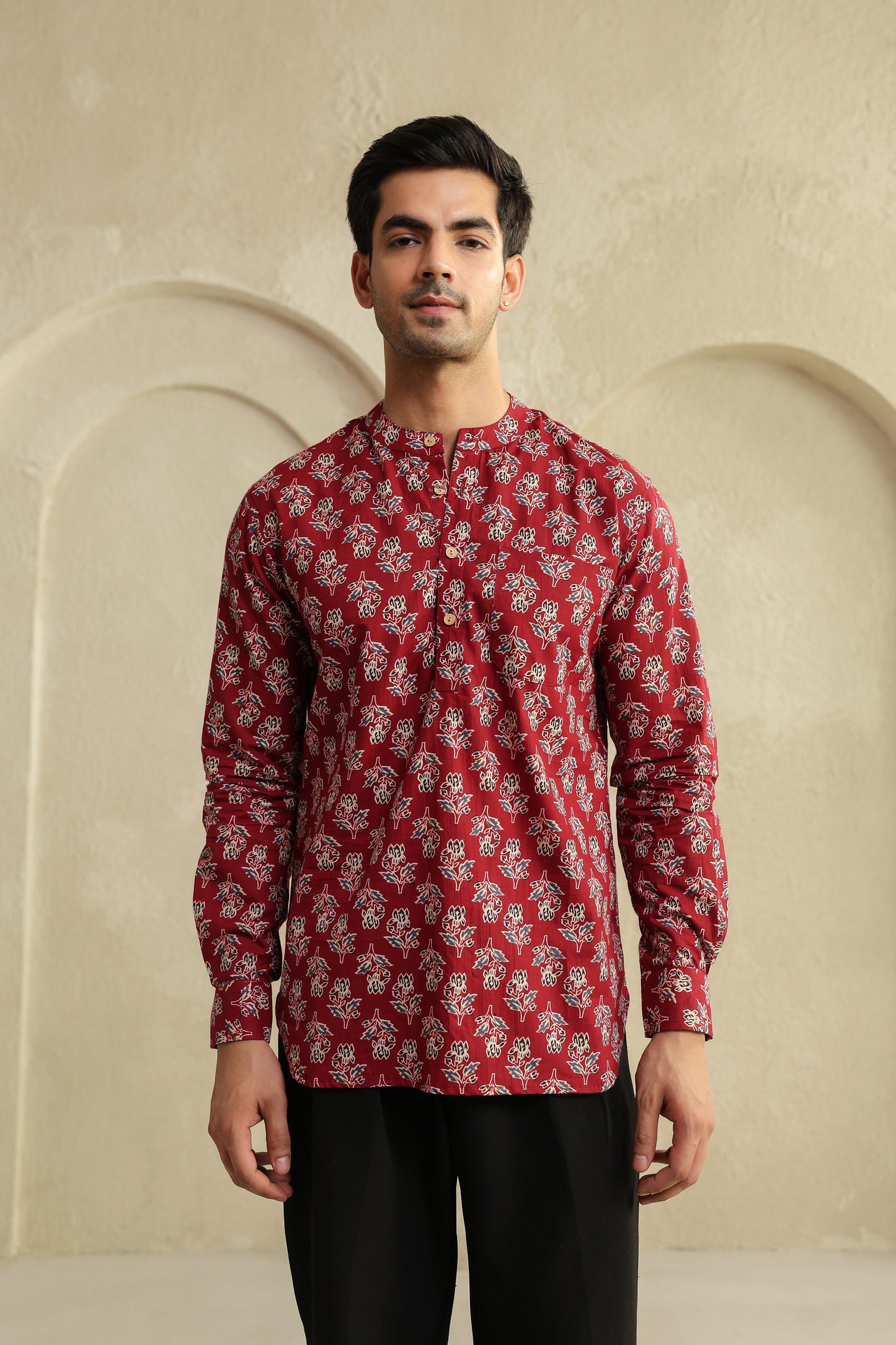Maroon Full Sleeve Shirt Kurta
