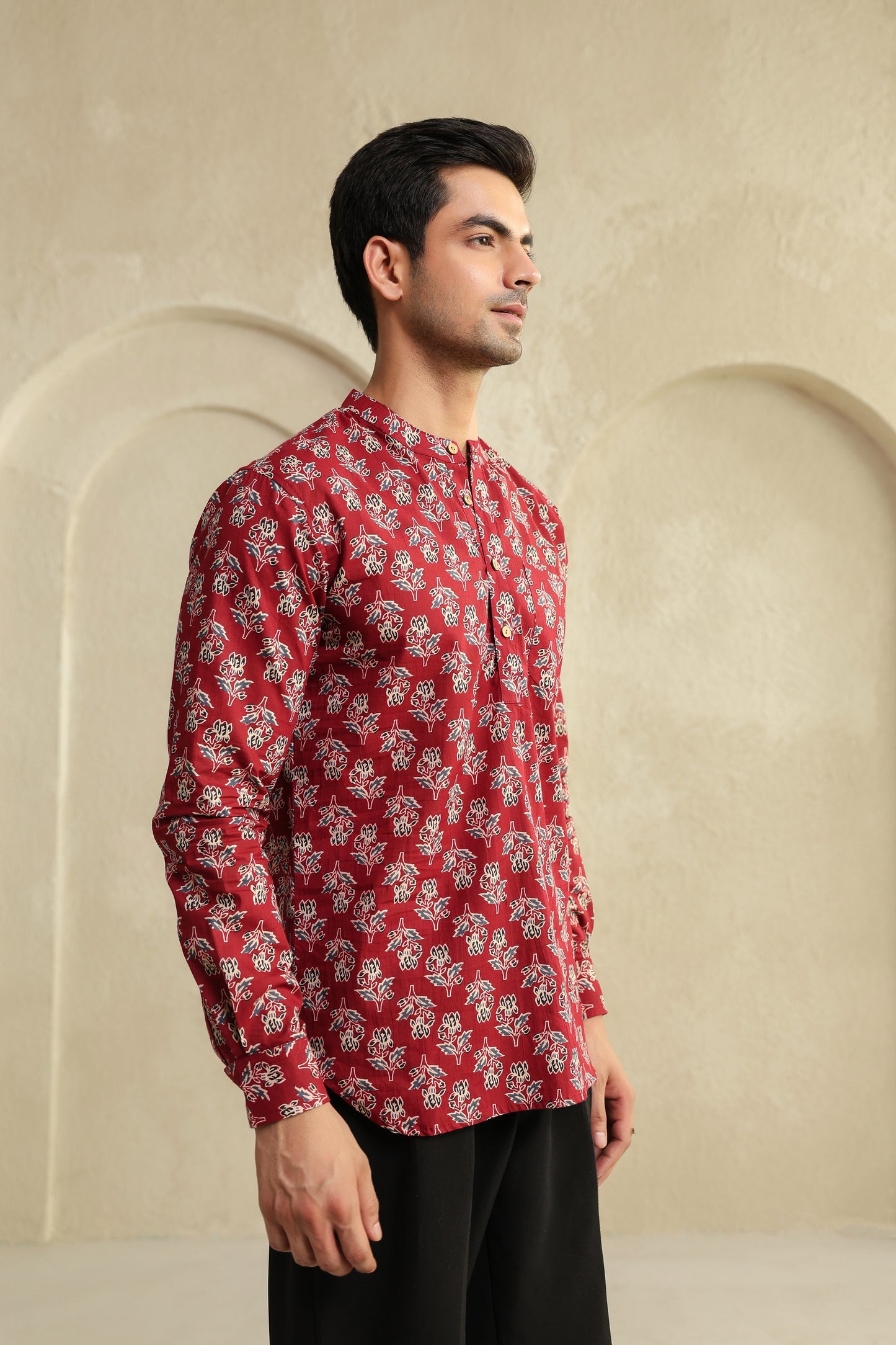Maroon Full Sleeve Shirt Kurta