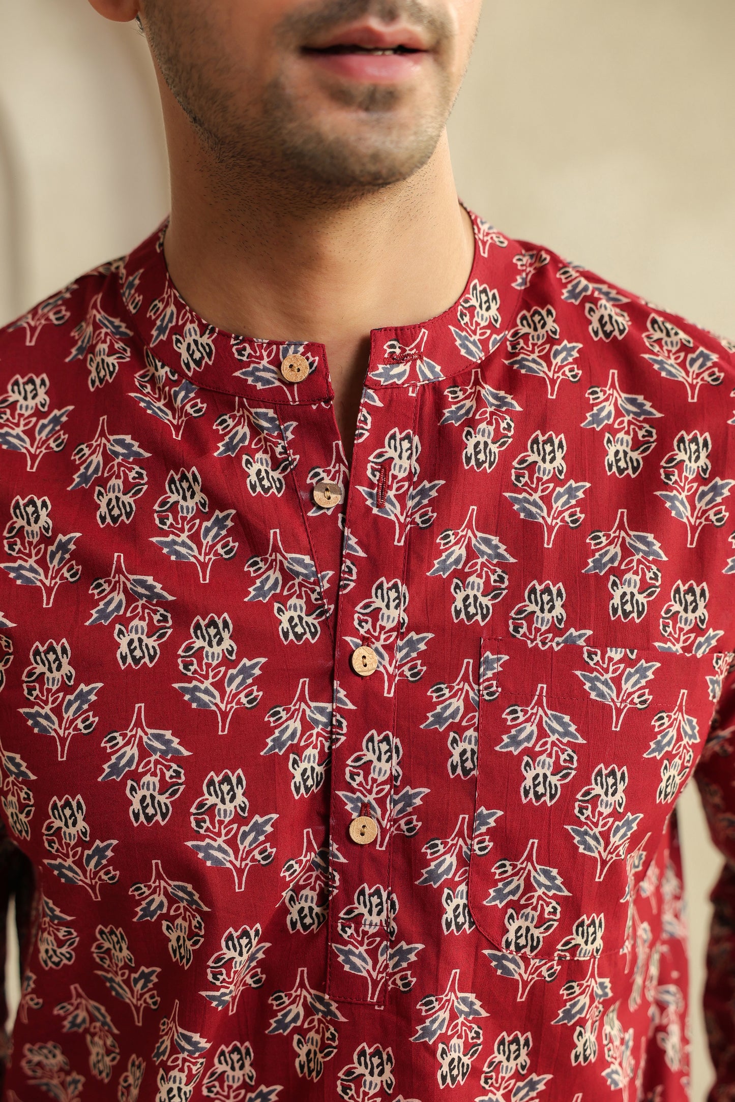 Maroon Full Sleeve Shirt Kurta