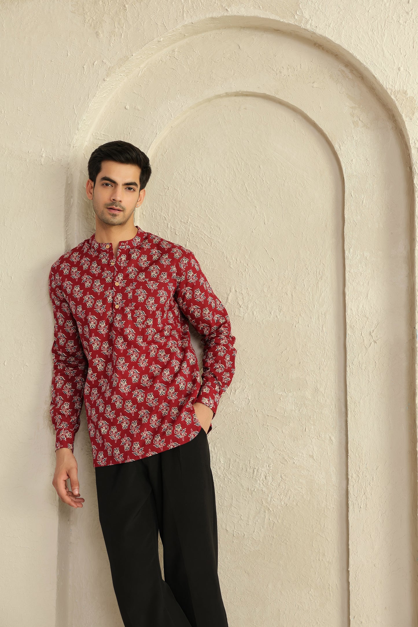 Maroon Full Sleeve Shirt Kurta