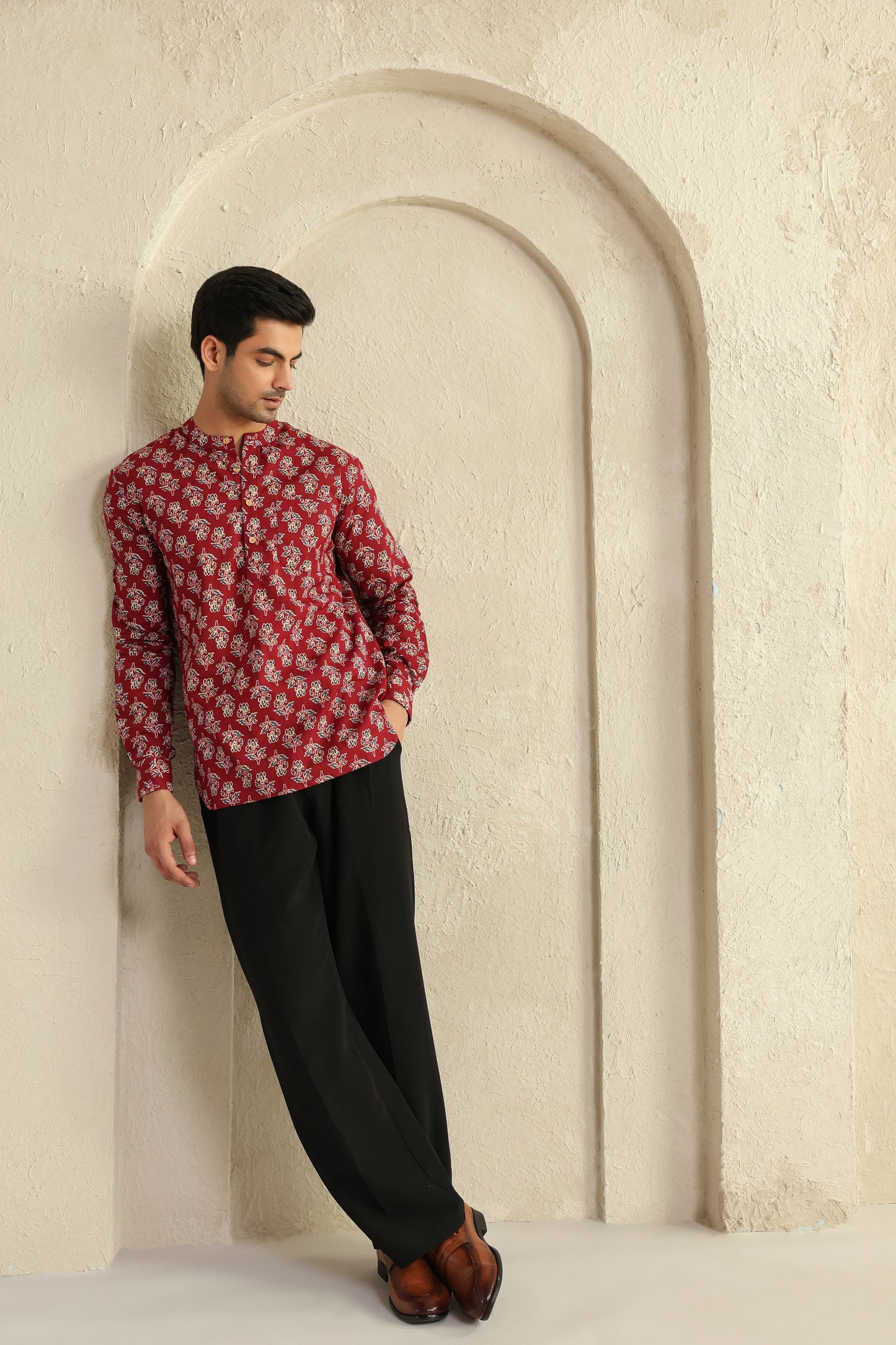 Maroon Full Sleeve Shirt Kurta