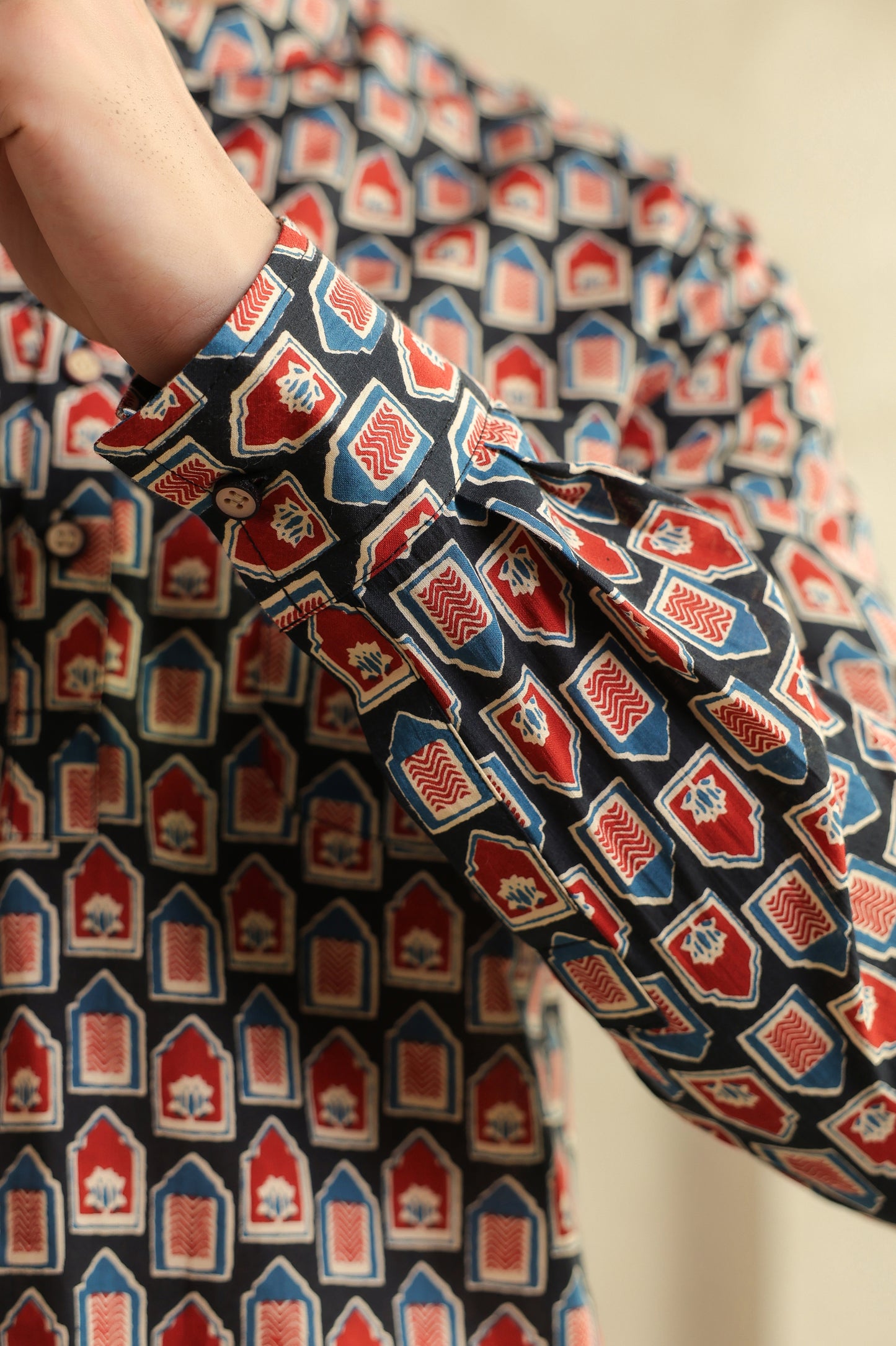 Black Red Abstract Shirt Kurta