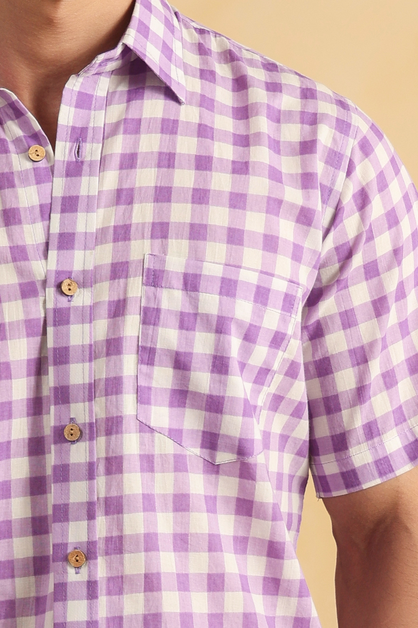 Purple checks half sleeve shirt