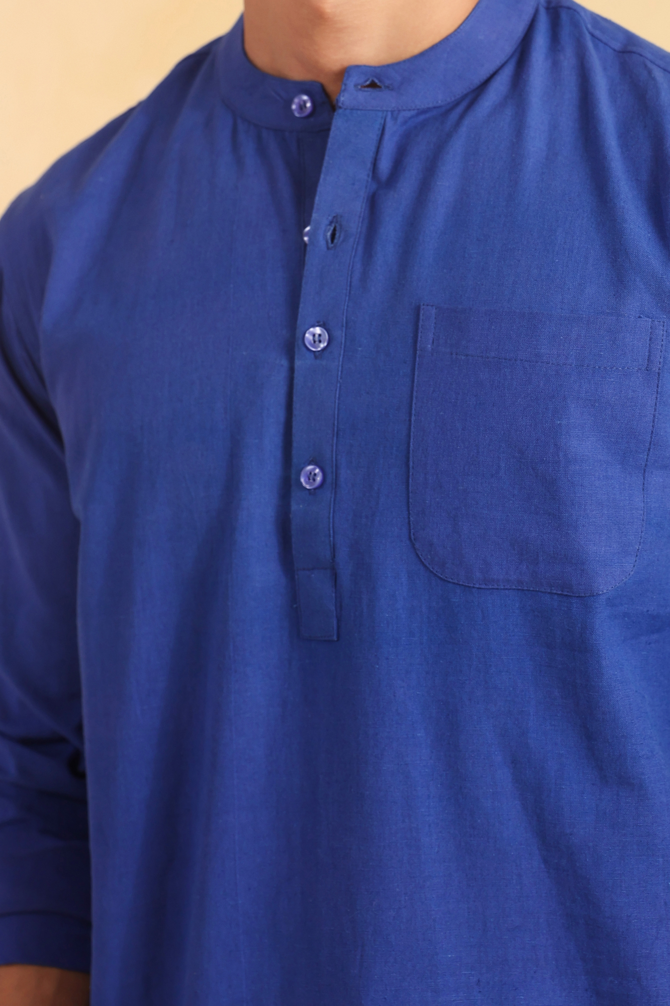 Blue Linen Blend Shirt Kurta