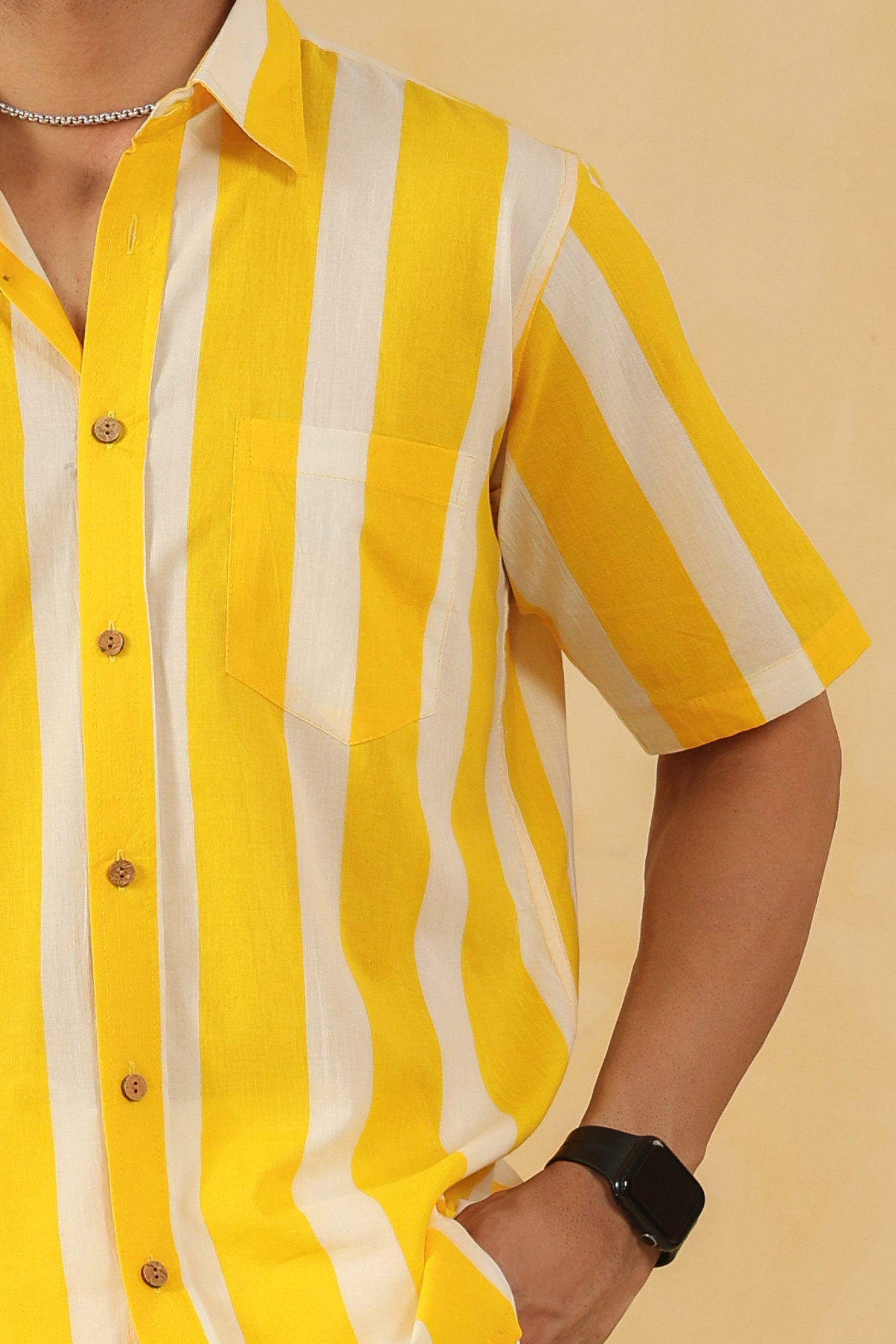 Yellow Stripe Half Sleeve Shirt