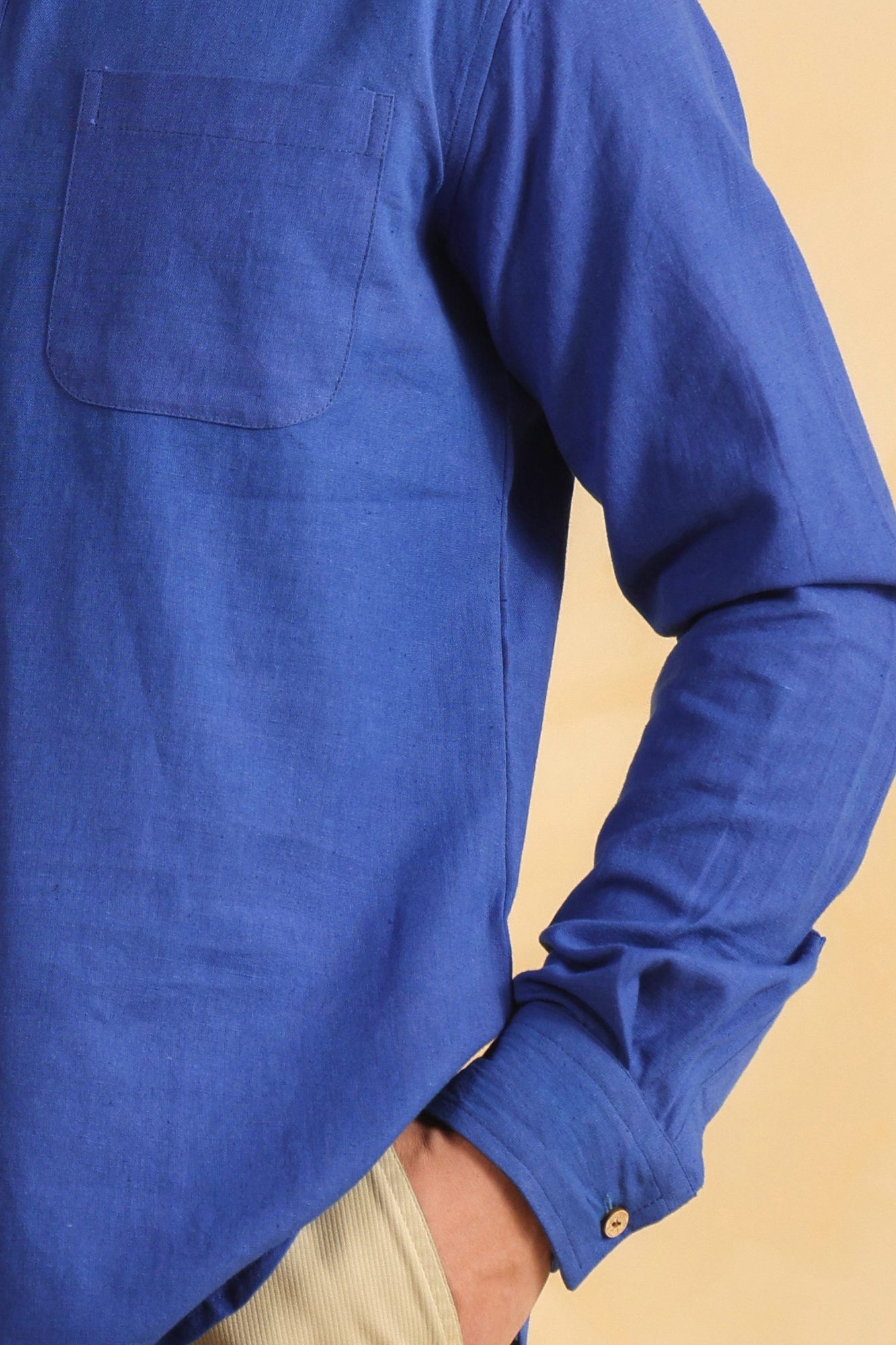 Blue Linen Blend Shirt Kurta