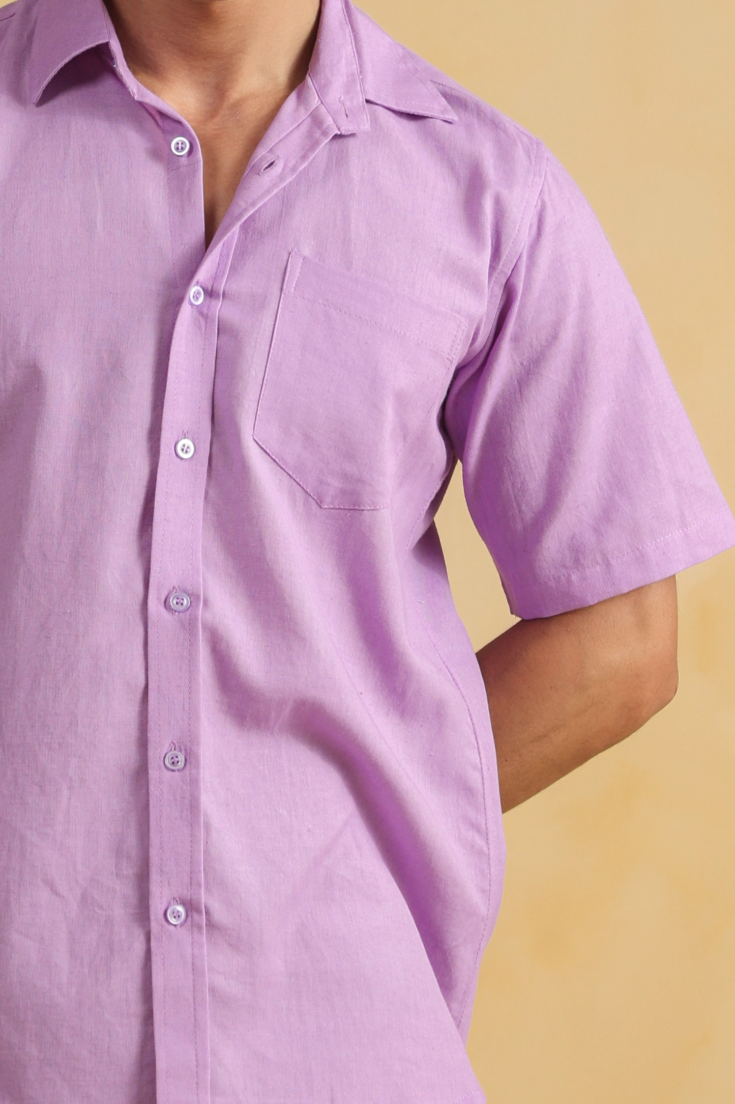 Purple Linen Blend Half sleeve shirt