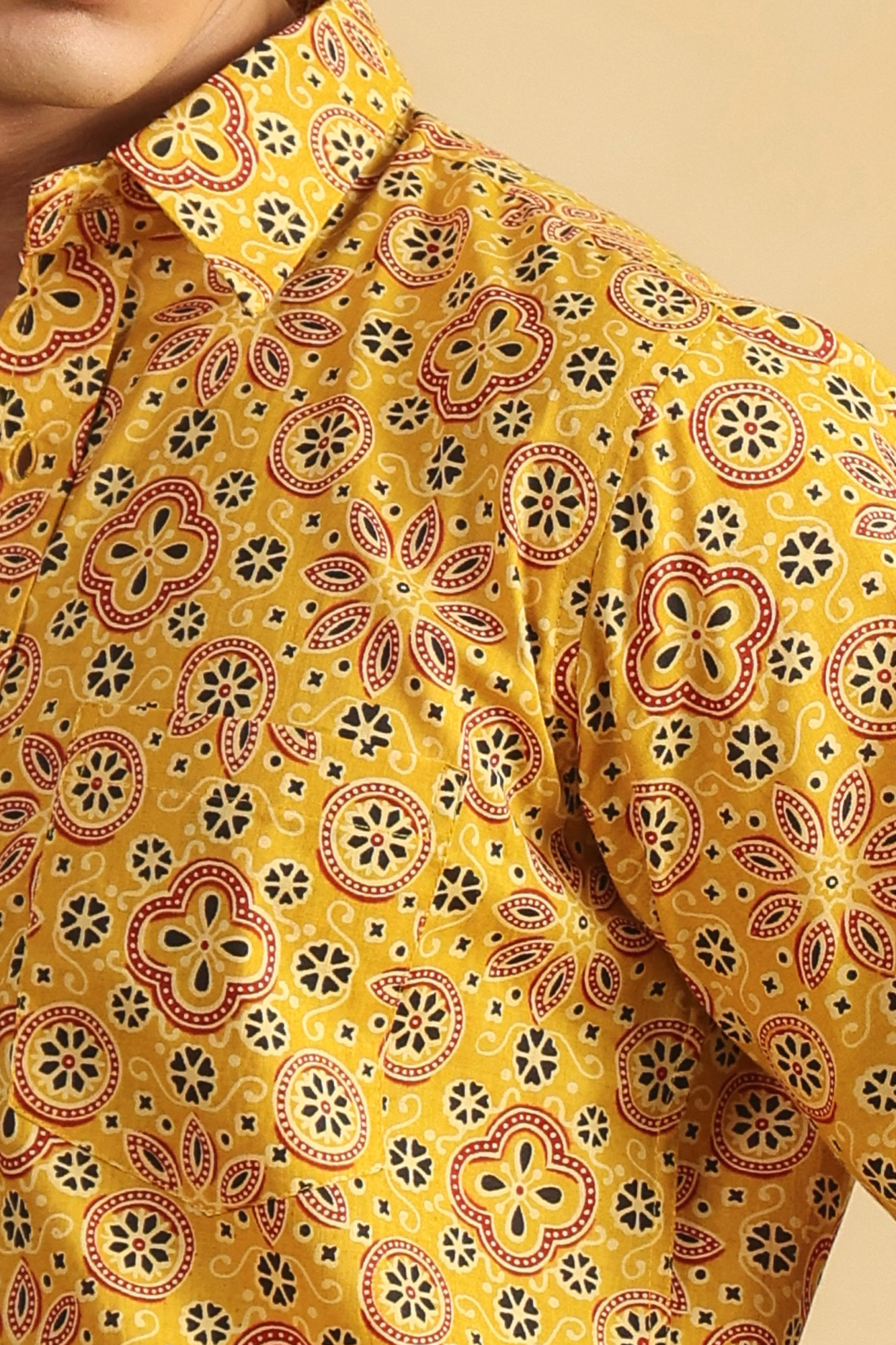 Yellow Cotton Half Sleeve Shirt