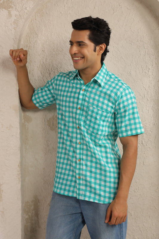 Blue Checks Regular Fit Shirt