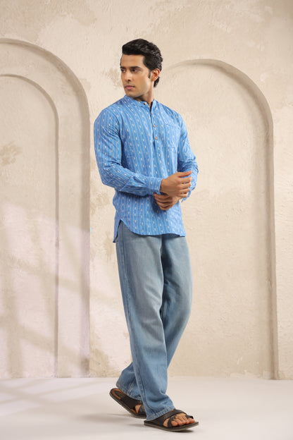 Blue Stripe Cotton Shirt Kurta
