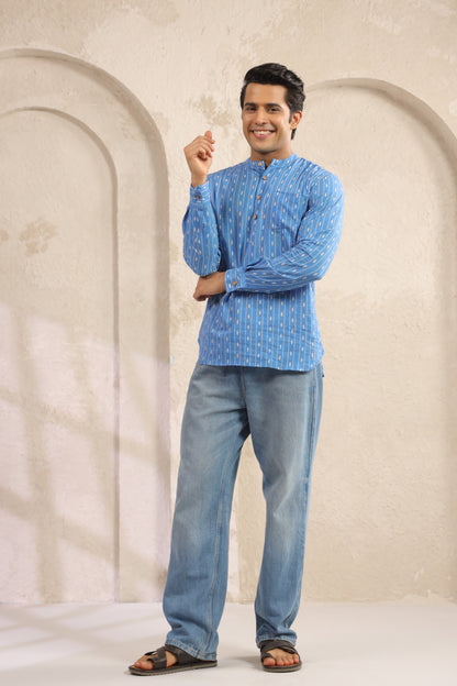 Blue Stripe Cotton Shirt Kurta